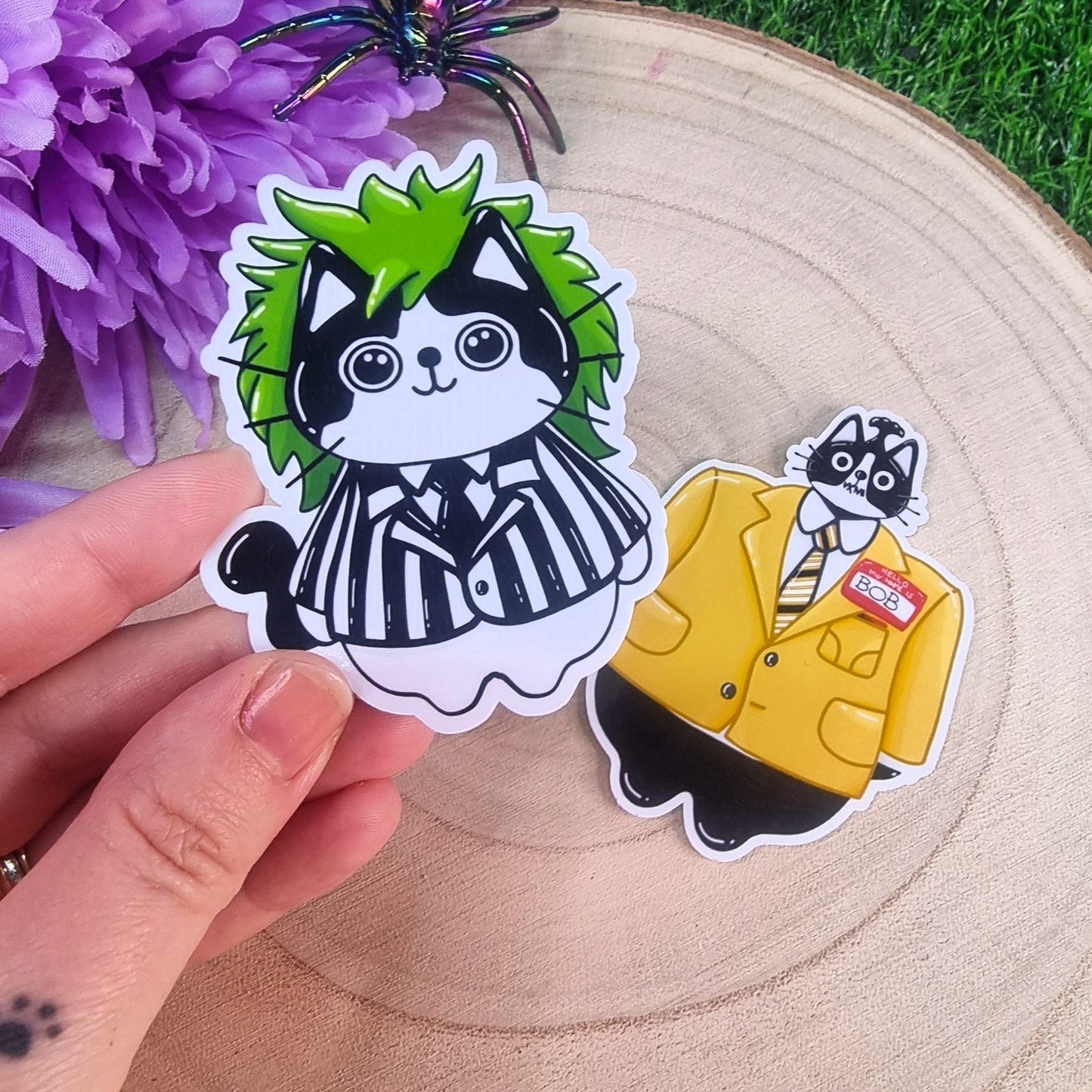 Beetlejuice Cat Inspired Large Die Cut Vinyl Sticker