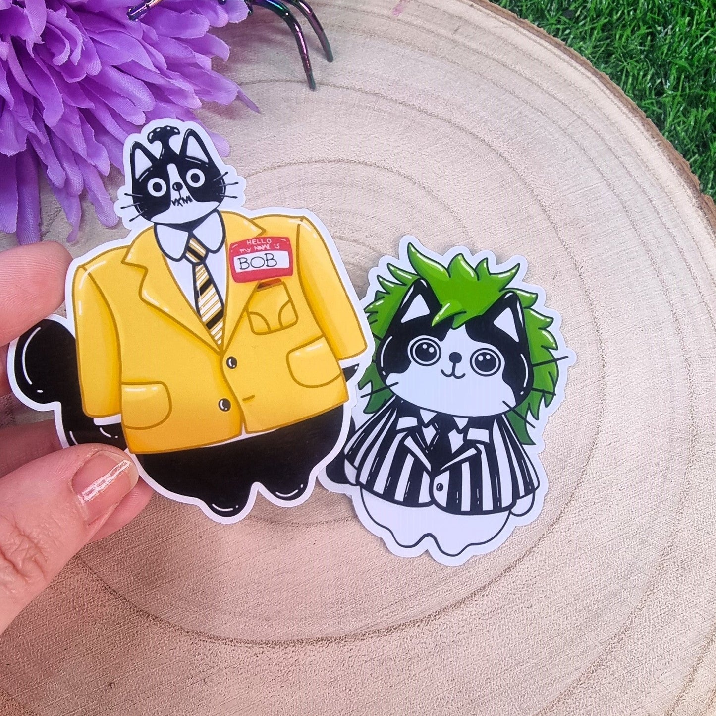 Beetlejuice Cat Inspired Large Die Cut Vinyl Sticker
