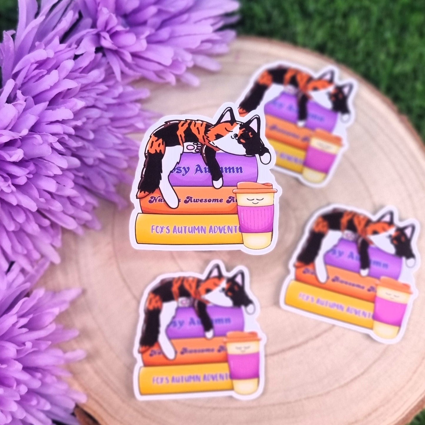 Bookish Tortoiseshell Sleeping Nala The Cat Large Die Cut Vinyl Sticker