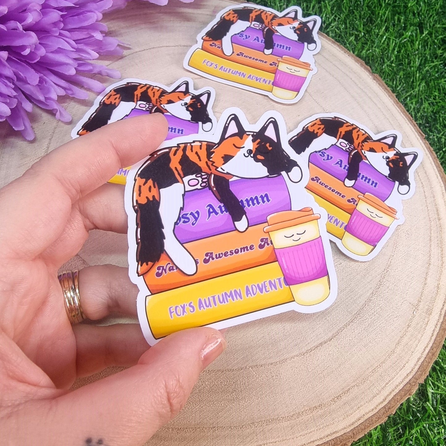 Bookish Tortoiseshell Sleeping Nala The Cat Large Die Cut Vinyl Sticker