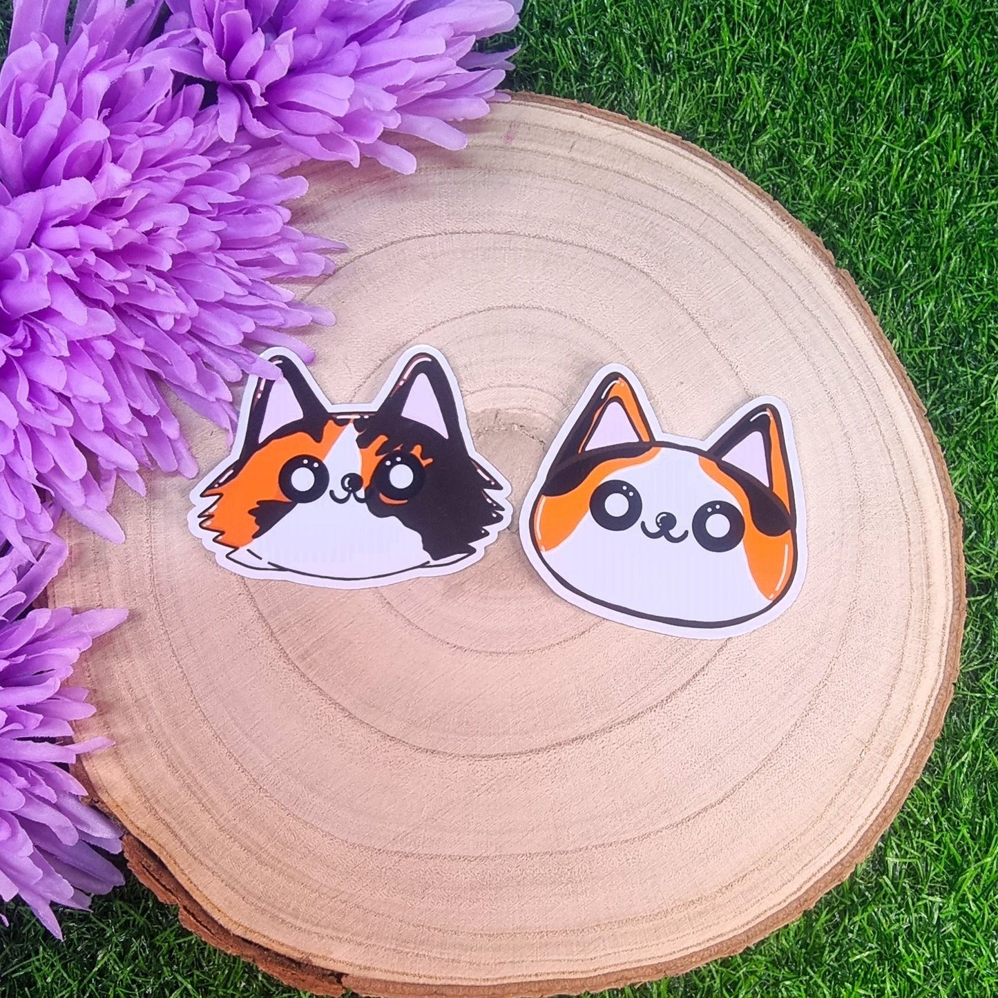 Cute Tortoiseshell Cat Faces Large Die Cut Vinyl Sticker