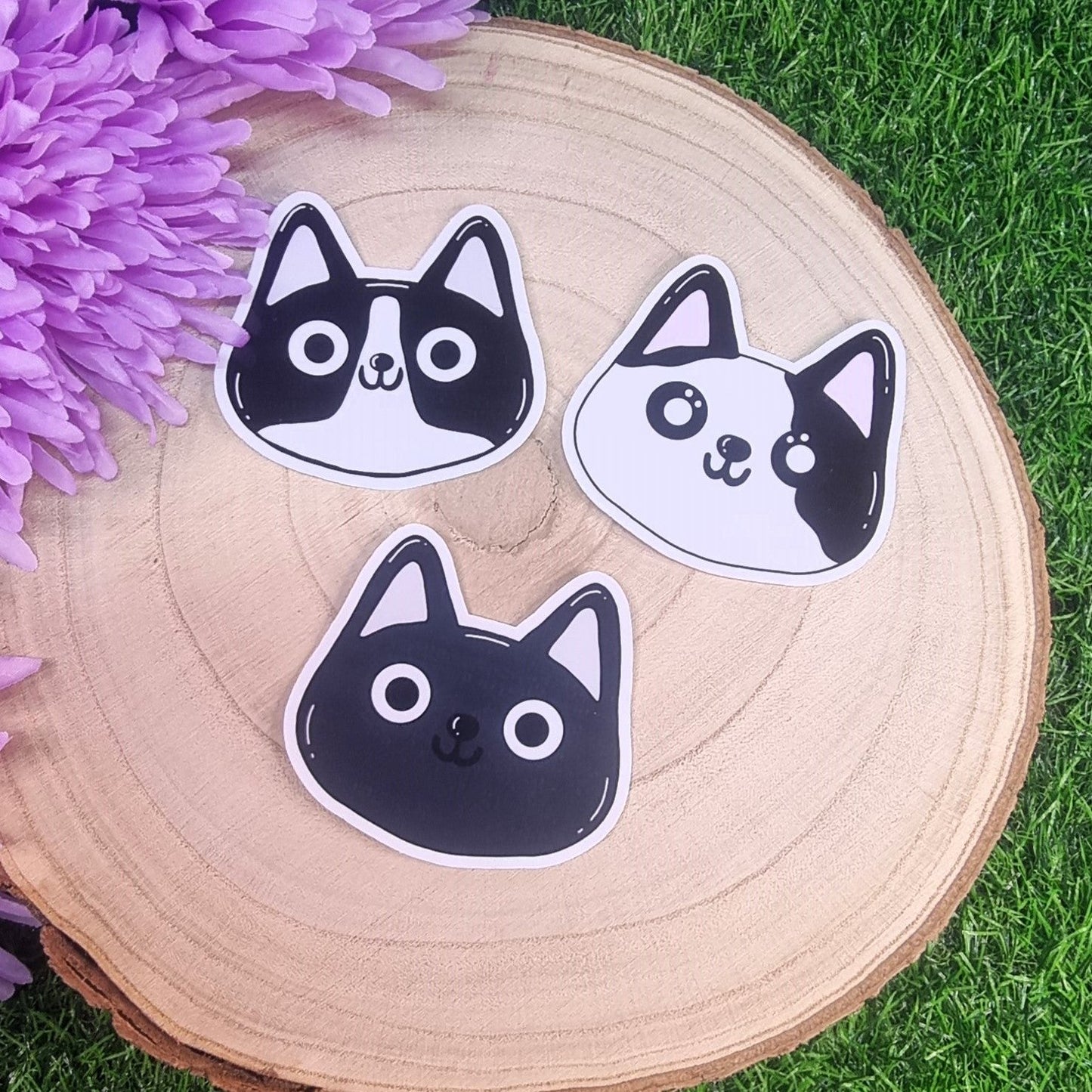 Cute Black Cat Faces Large Die Cut Vinyl Sticker
