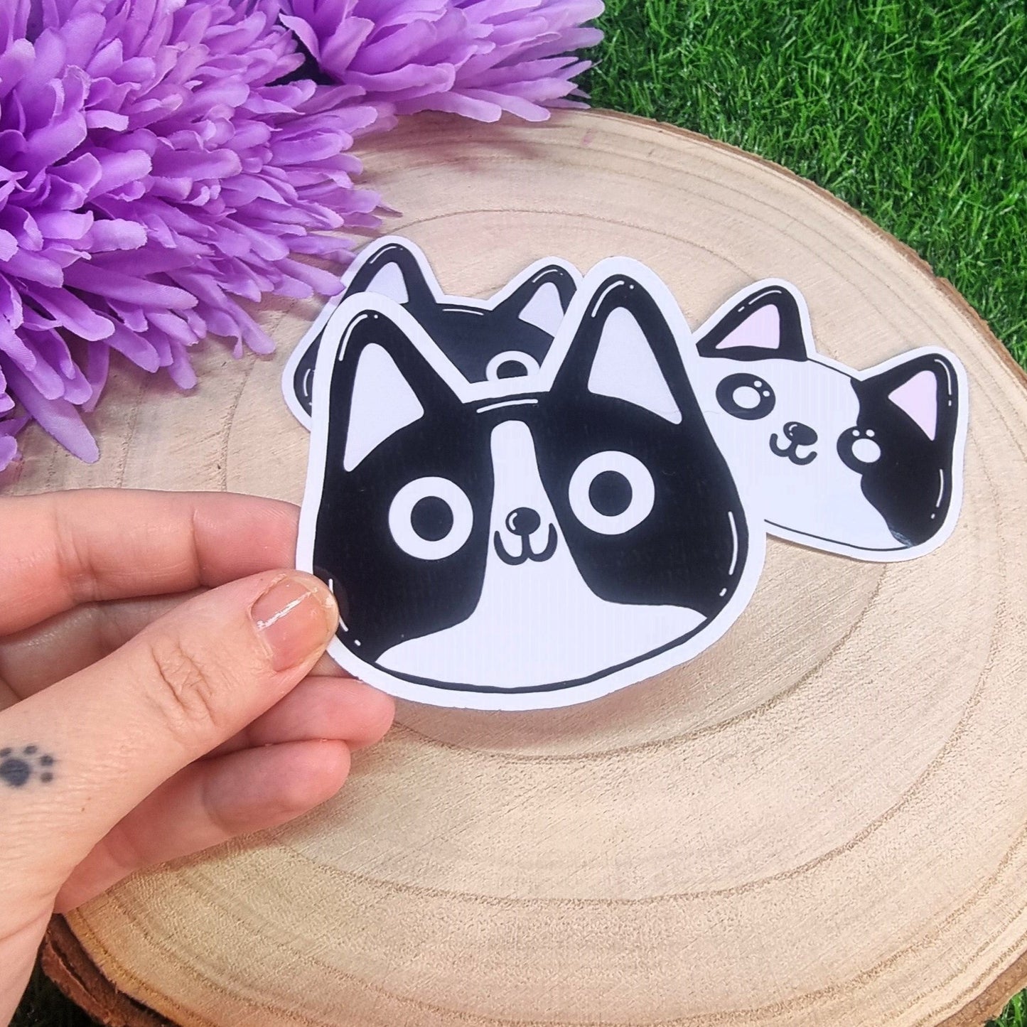 Cute Black Cat Faces Large Die Cut Vinyl Sticker