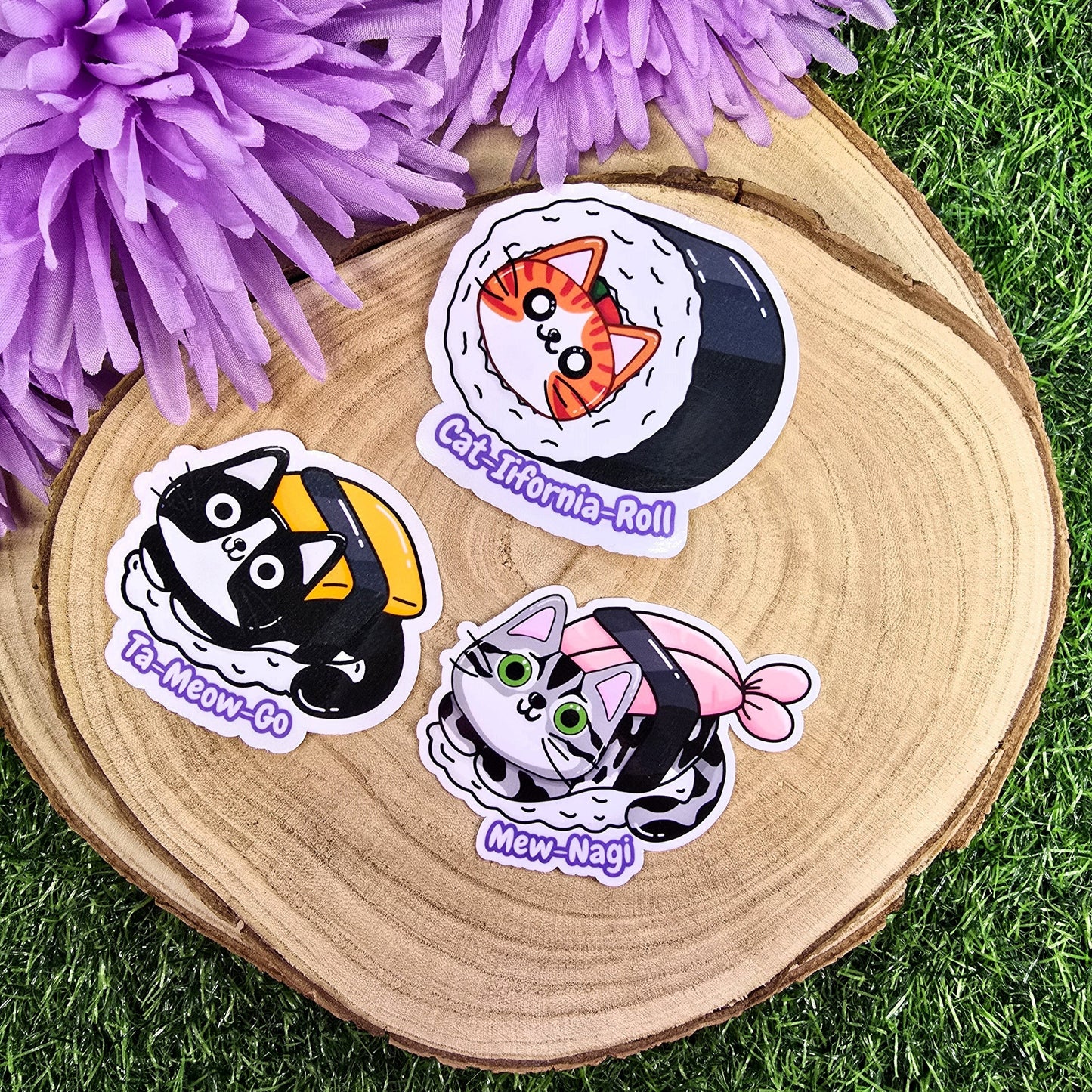 Cat Sushi Themed Die-cut Stickers