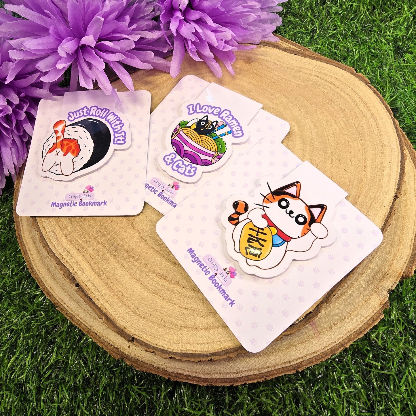 I Love Ramen & Cats Magnetic Bookmarks – Adorable & Functional Page Markers