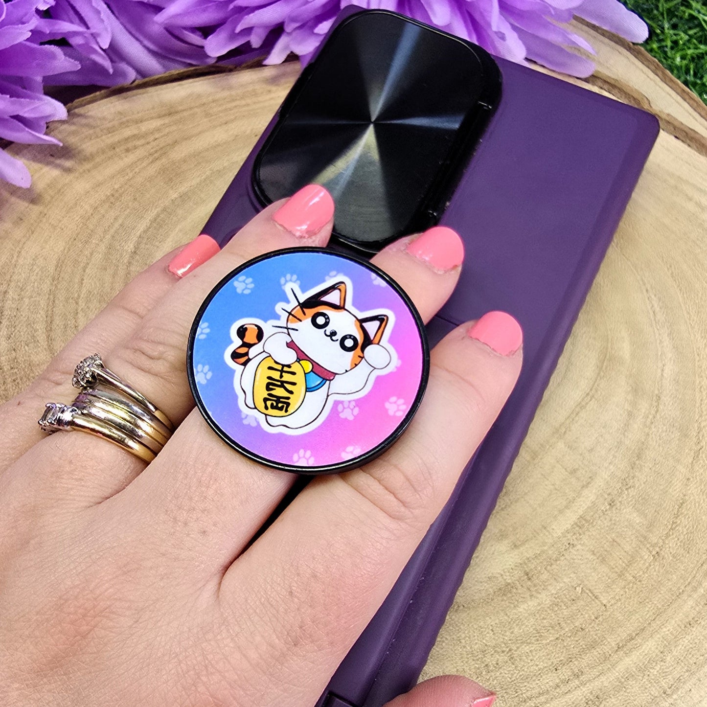 Cat Sushi & Lucky Cat Phone Holder Stand – Cute & Functional Grip for Phones & Tablets