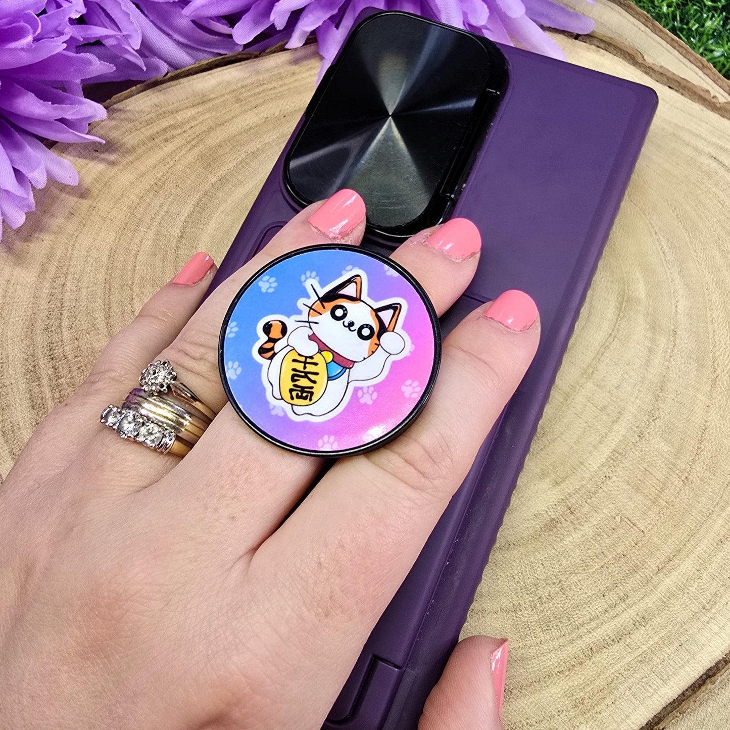Cat Sushi & Lucky Cat Phone Holder Stand – Cute & Functional Grip for Phones & Tablets
