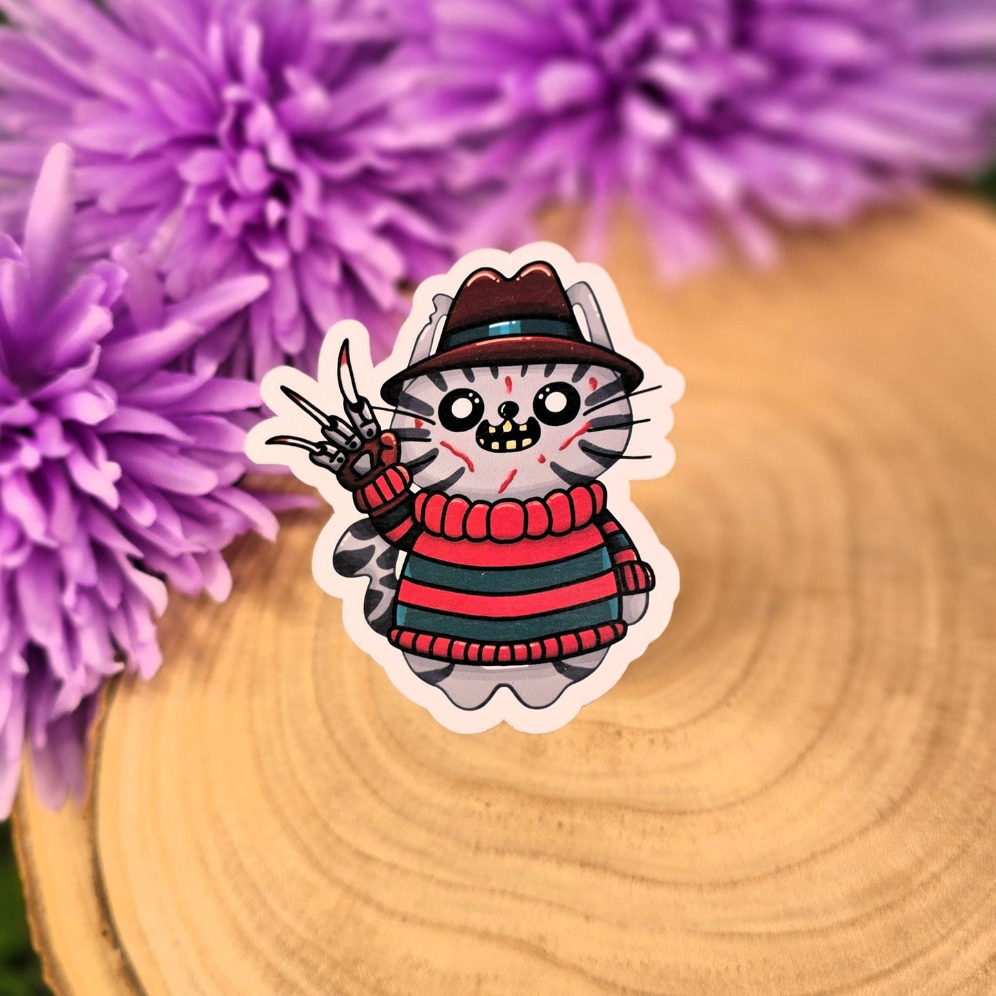 Freddy Krueger Horror Cat Large Vinyl Die-cut Sticker