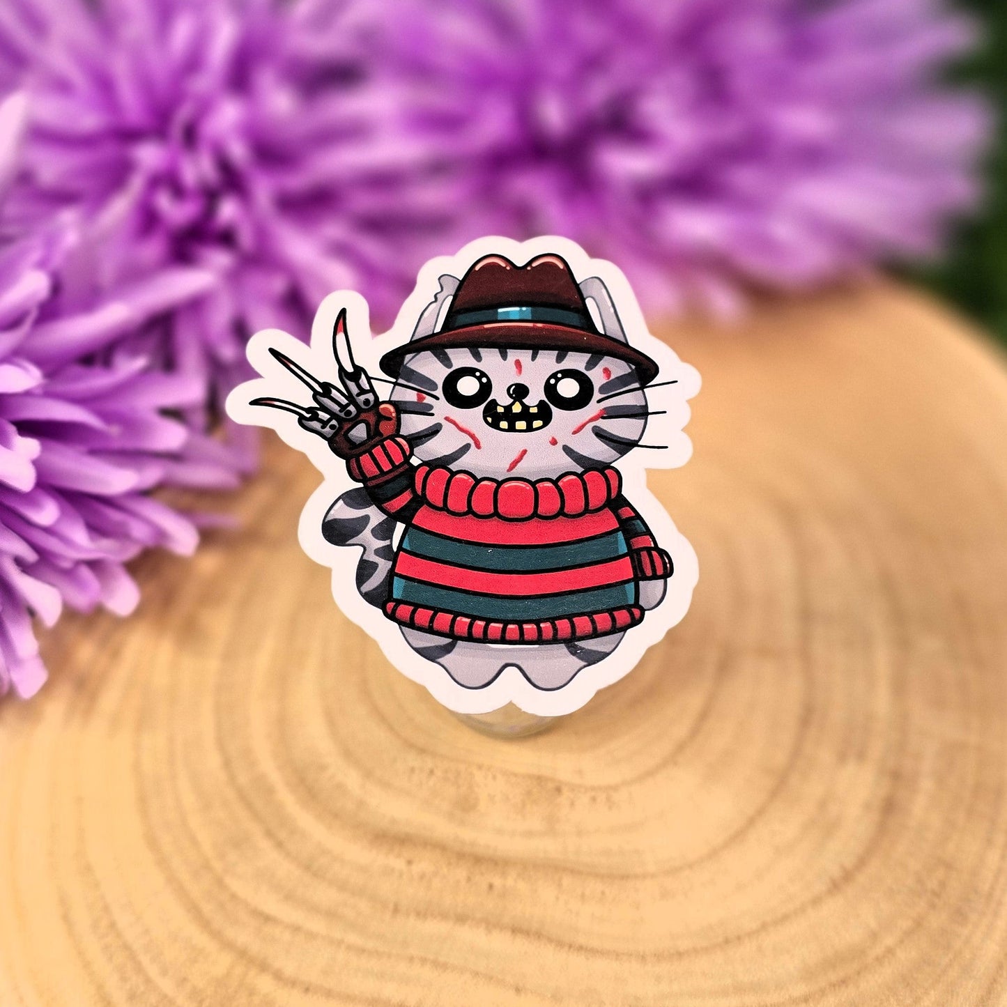 Freddy Krueger Horror Cat Large Vinyl Die-cut Sticker