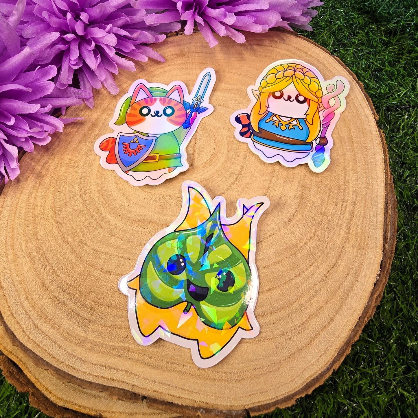 Zelda Cat Large Holographic Vinyl Die-cut Stickers