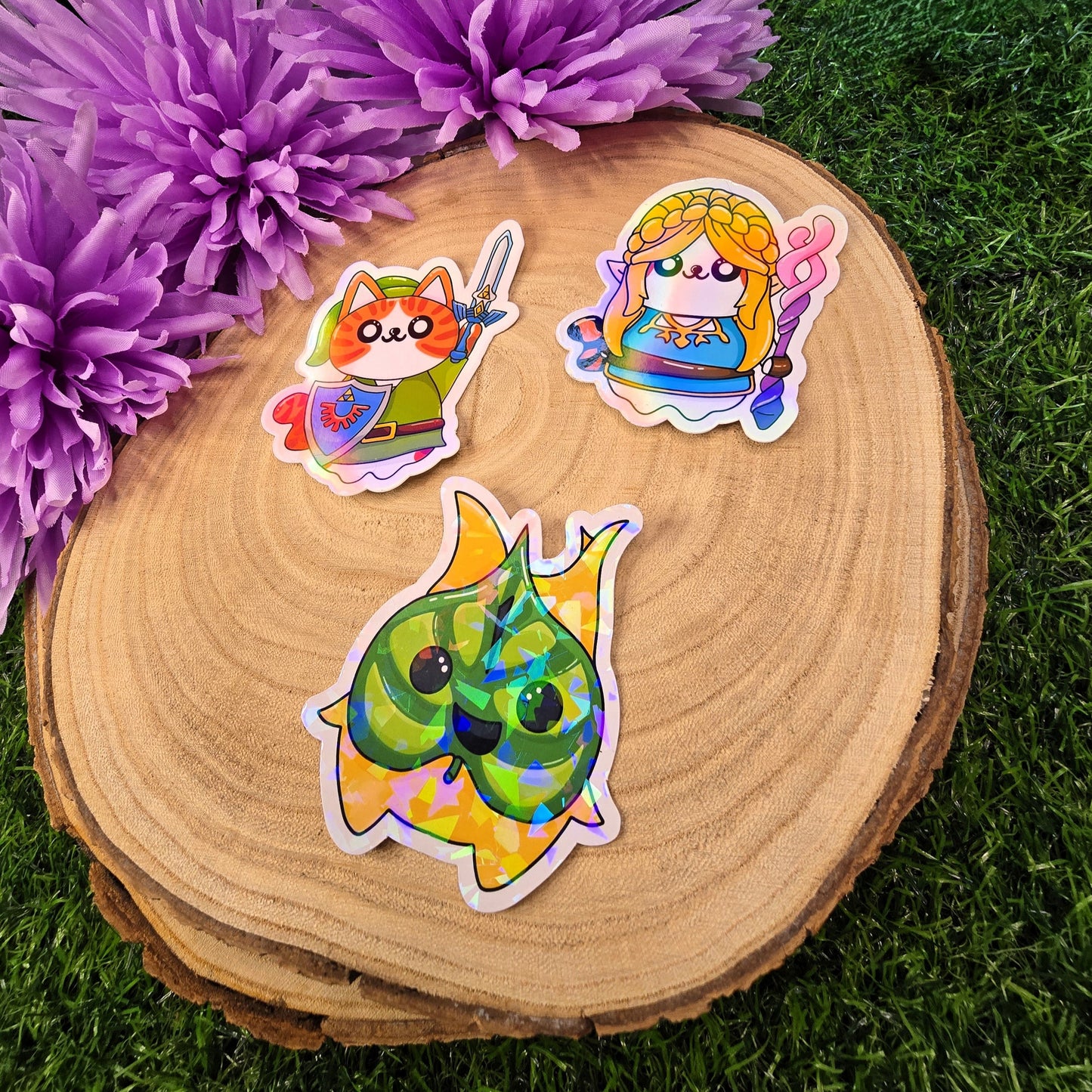 Zelda Cat Large Holographic Vinyl Die-cut Stickers