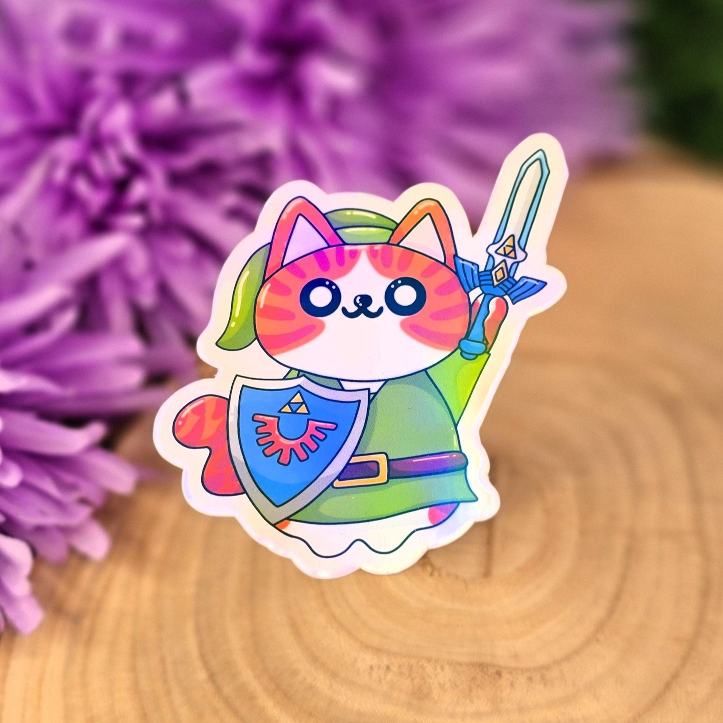 Zelda Cat Large Holographic Vinyl Die-cut Stickers