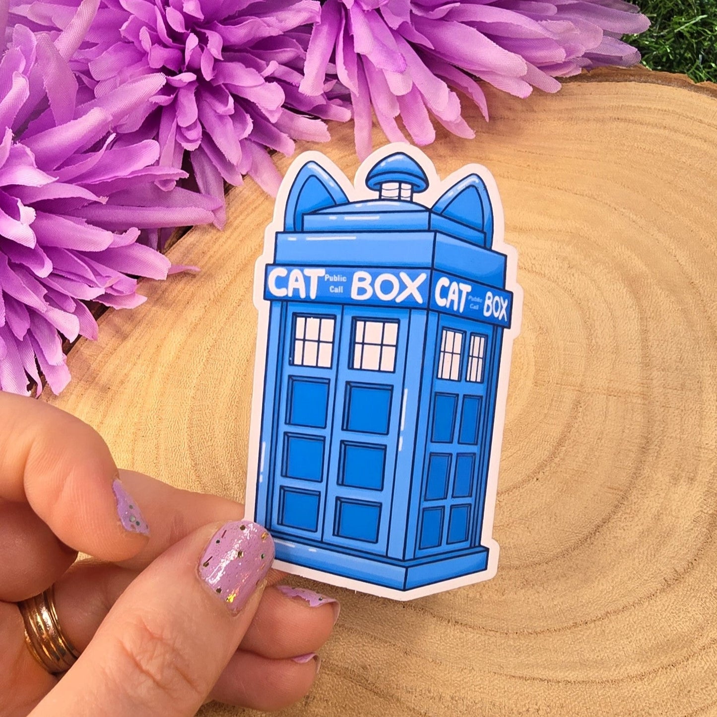 Cat Who Tardis Large Vinyl Die-cut Sticker