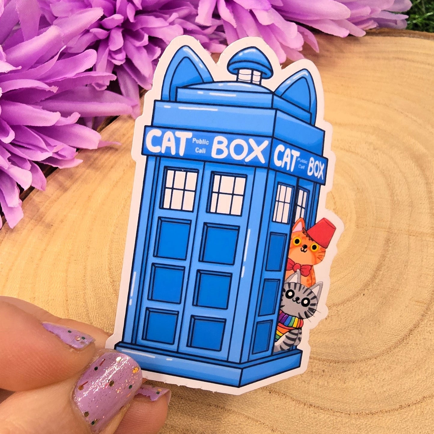 Cat Who Tardis Large Vinyl Die-cut Sticker