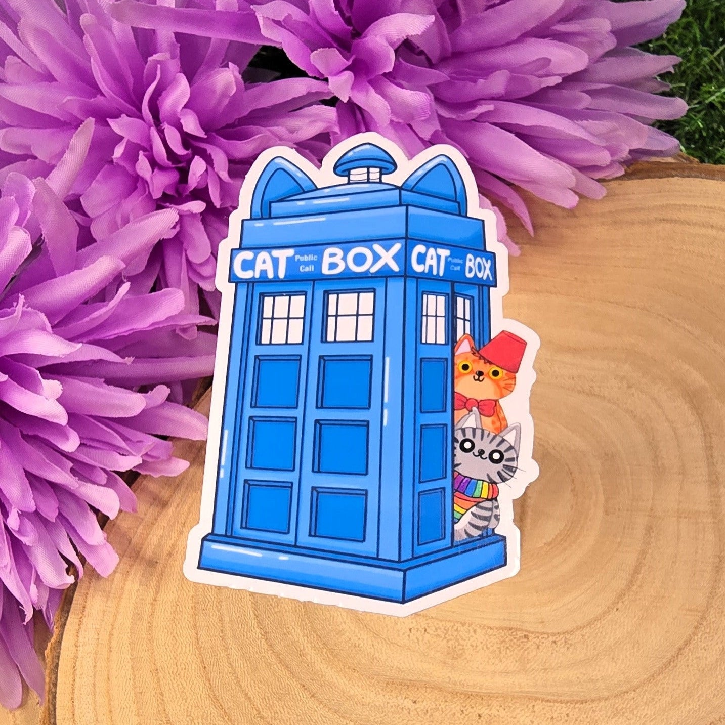 Cat Who Tardis Large Vinyl Die-cut Sticker