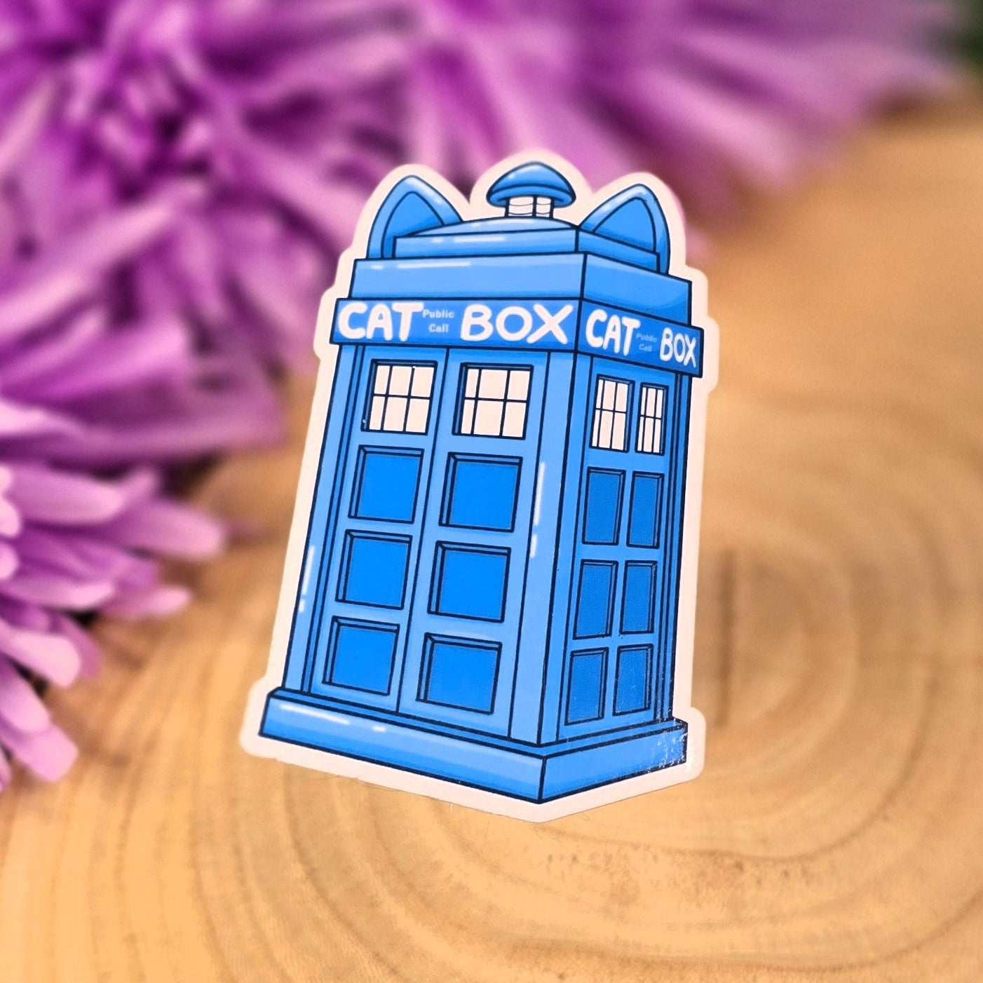 Cat Who Tardis Large Vinyl Die-cut Sticker