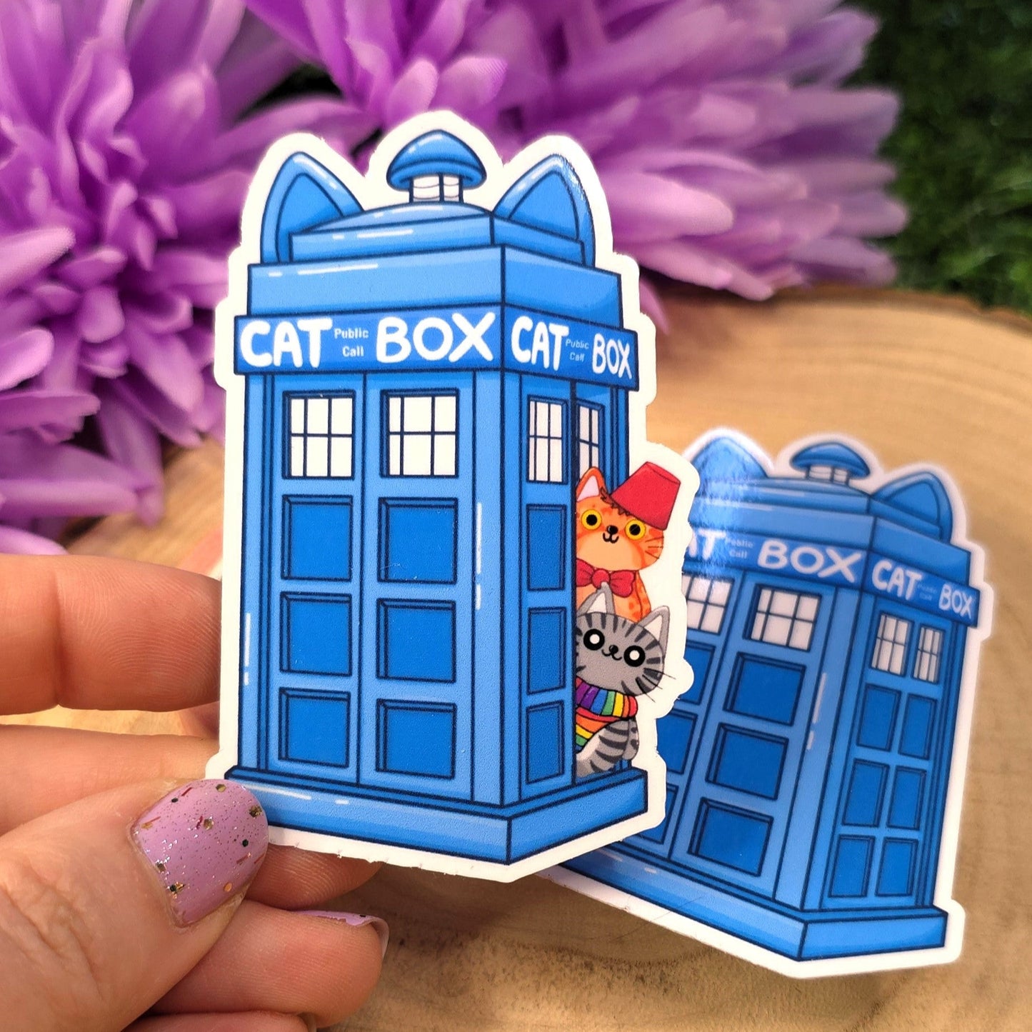 Cat Who Tardis Large Vinyl Die-cut Sticker