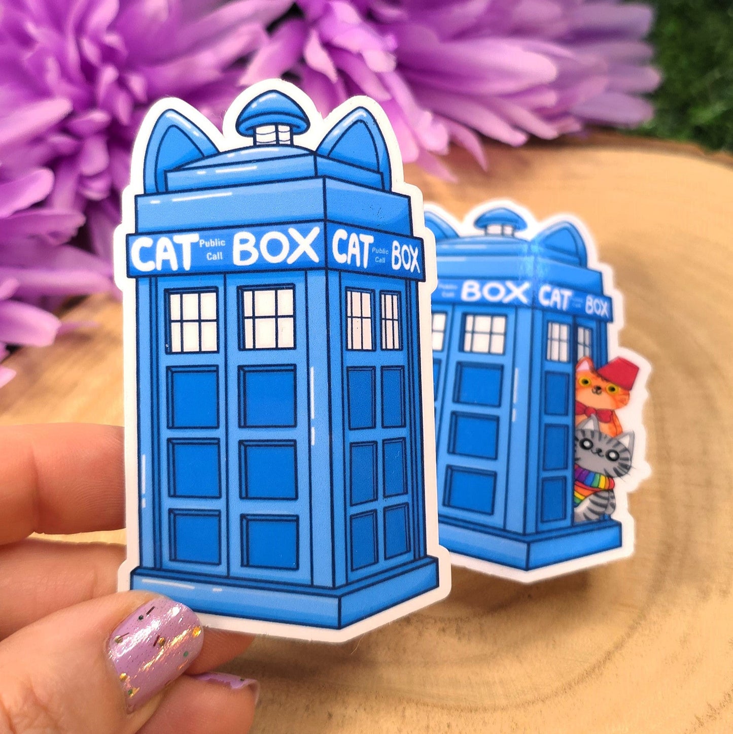Cat Who Tardis Large Vinyl Die-cut Sticker