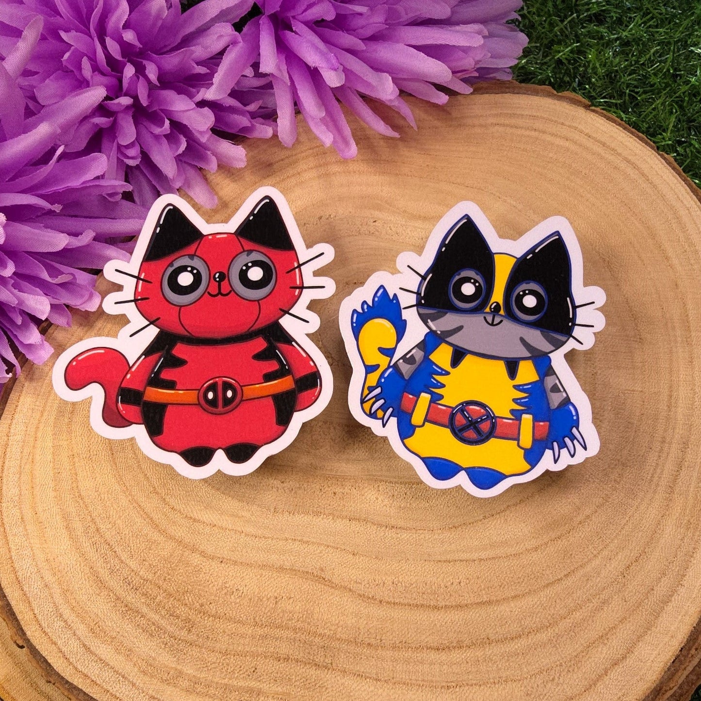 Deadpool & Wolverine Cat Large Vinyl Die-cut Stickers