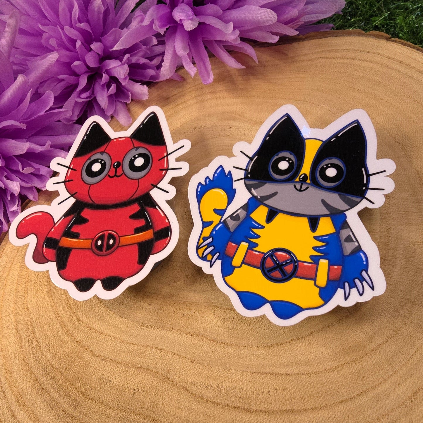Deadpool & Wolverine Cat Large Vinyl Die-cut Stickers