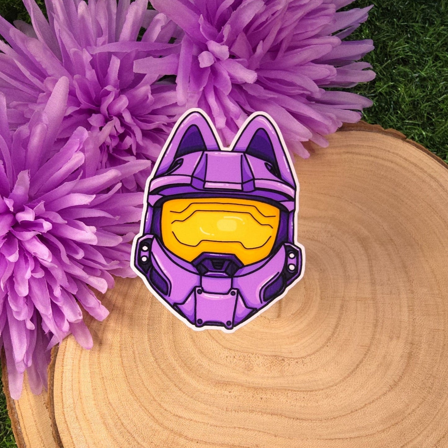Cat Halo Helmet Large Vinyl Die-cut Sticker