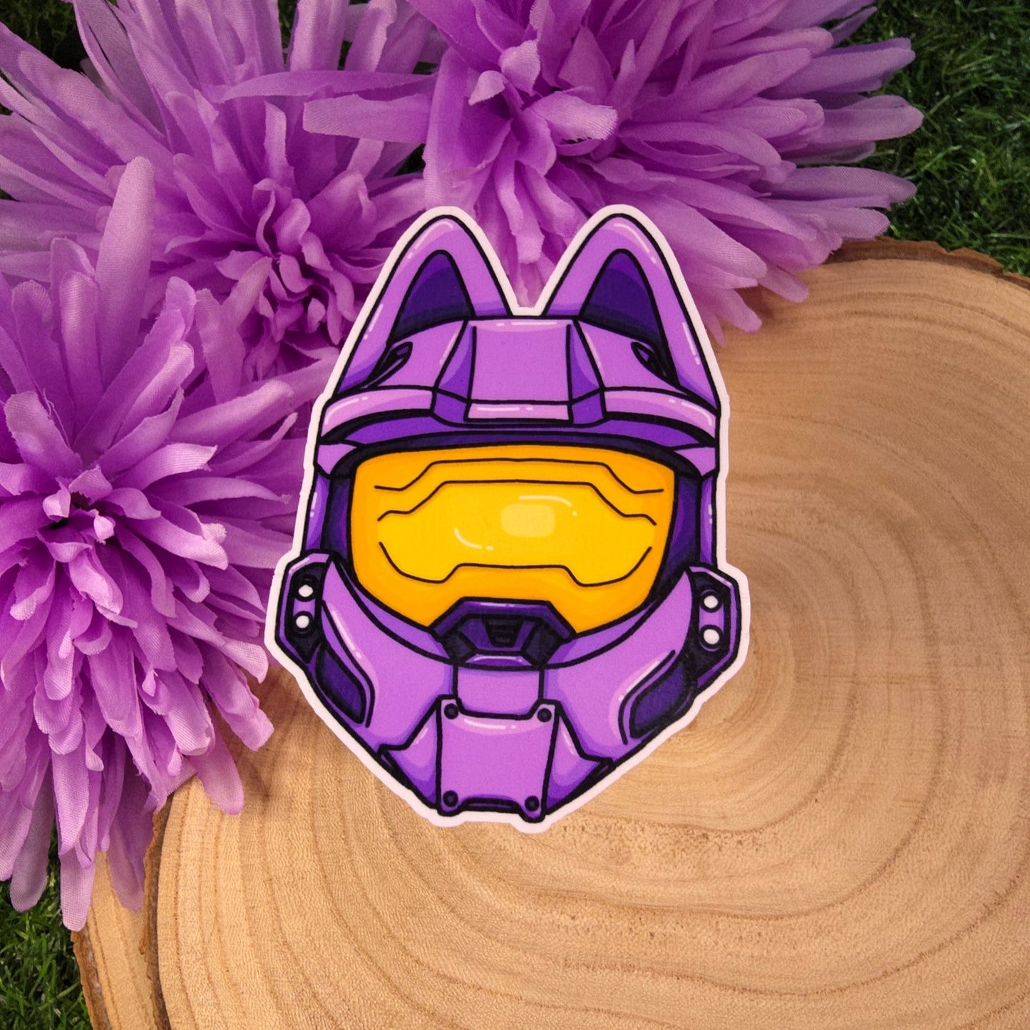 Cat Halo Helmet Large Vinyl Die-cut Sticker