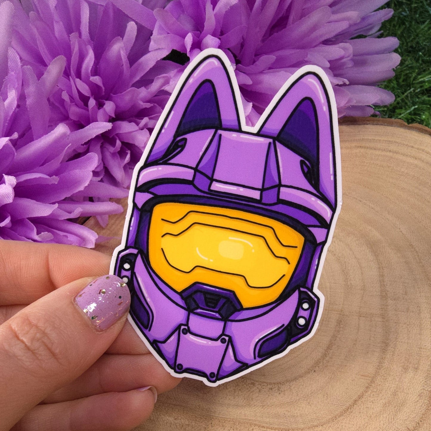 Cat Halo Helmet Large Vinyl Die-cut Sticker