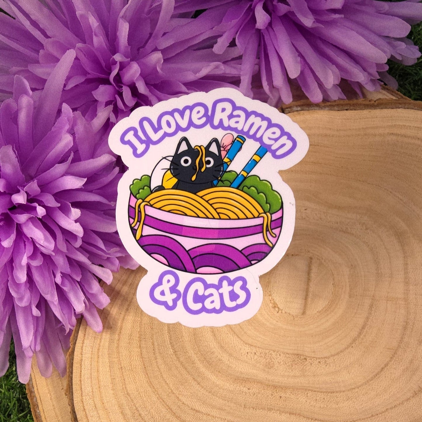 I Love Ramen & Cats Die-cut Sticker