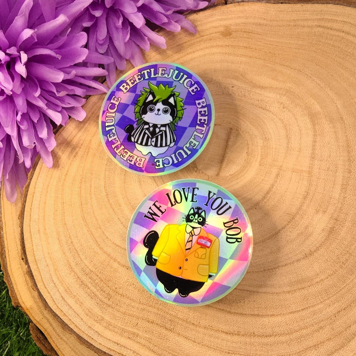 Beetlejuice Holographic Cat Large Vinyl Die-cut Stickers