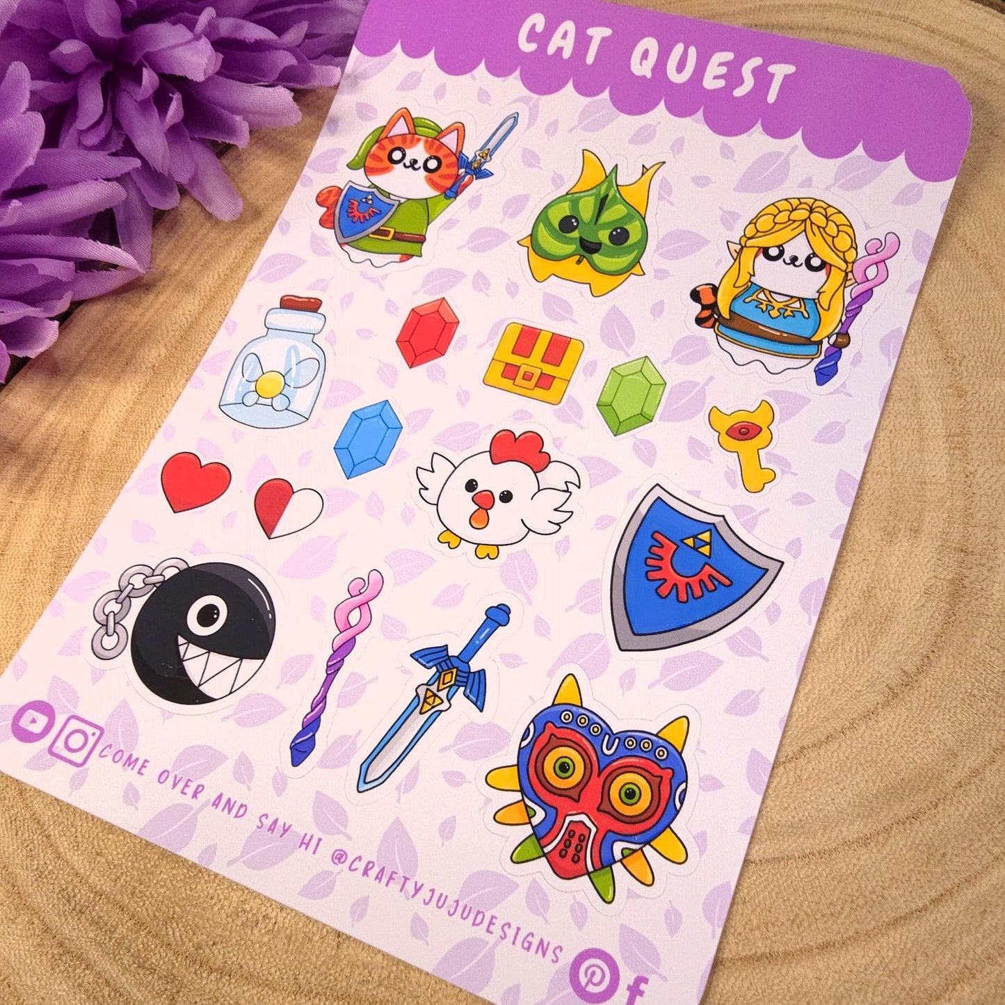 Zelda Cat Quest Cat Planner Sticker Sheets