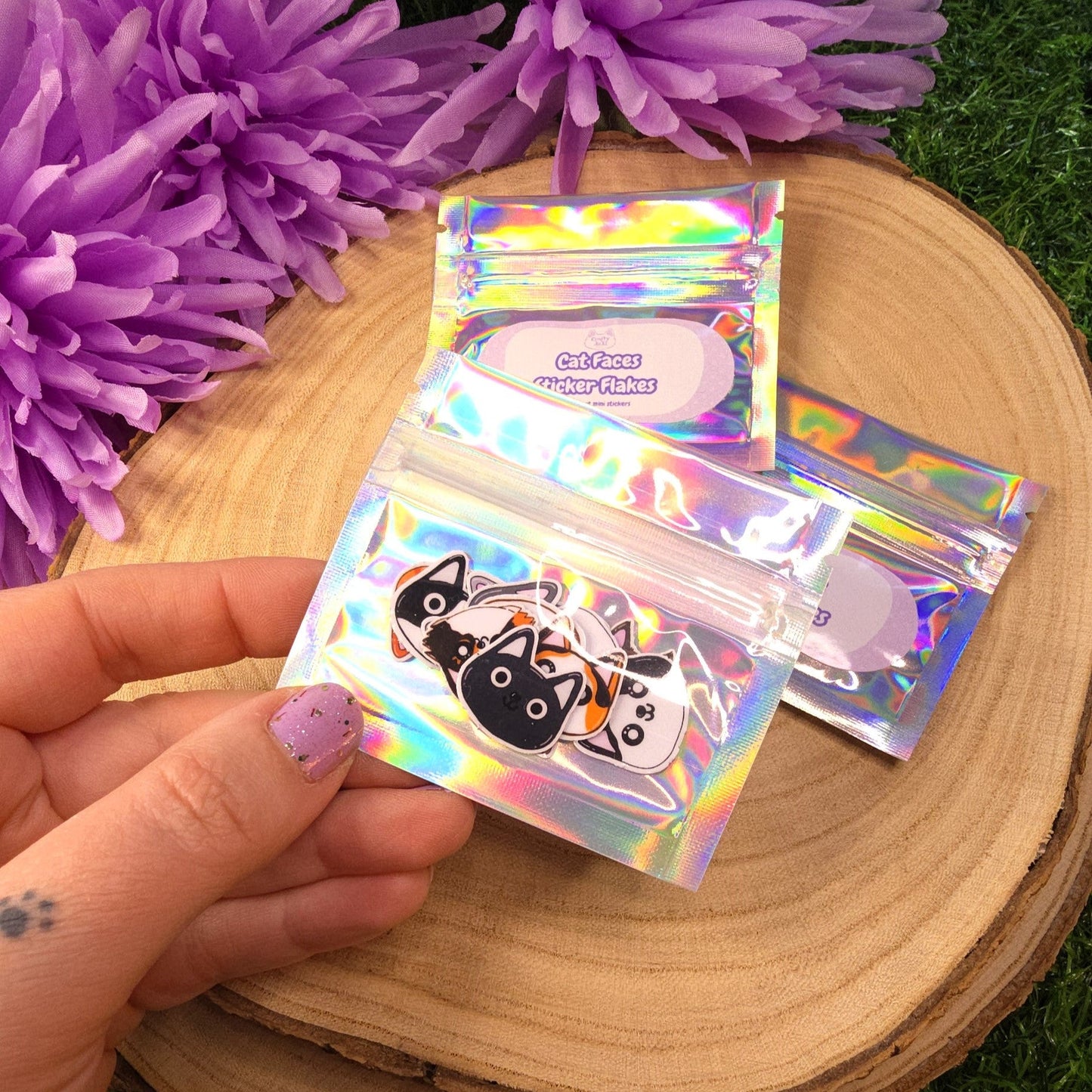 Cat Faces Die-Cut Sticker Flake Packs