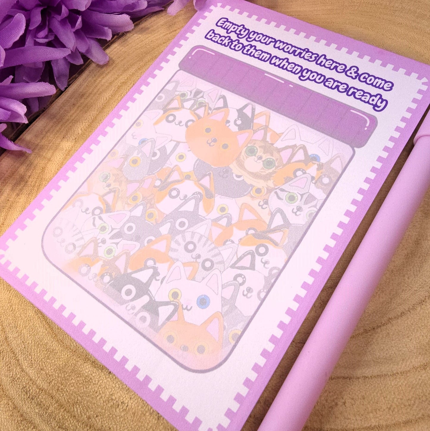 Cute Cat Worry Jar Small Desk Notepad