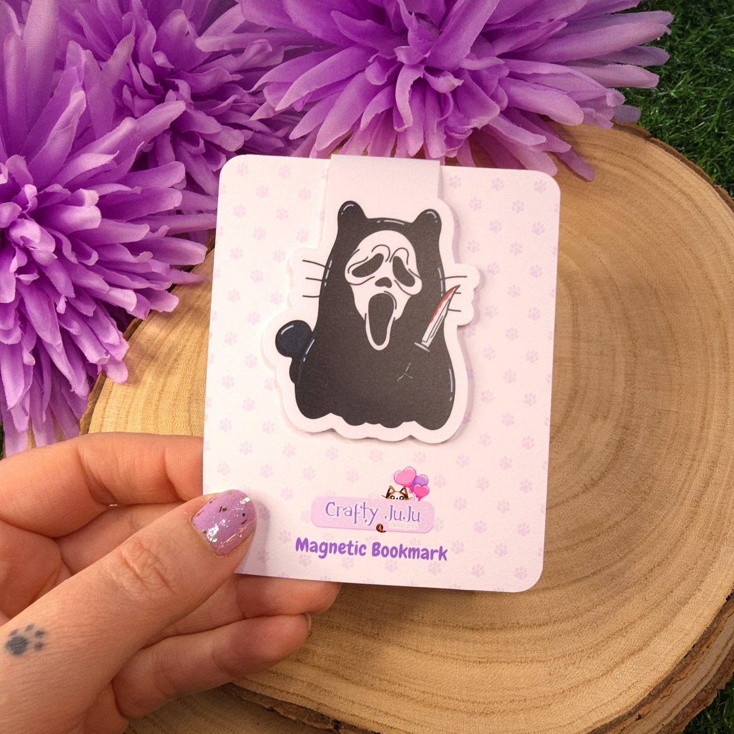 Cat Ghostface Magnetic Bookmark