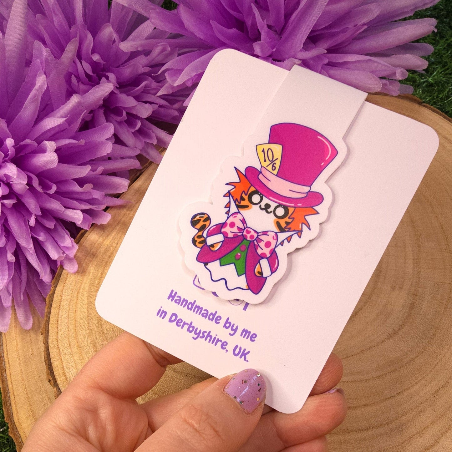 Cute Cat Mad Hatter Magnetic Bookmark