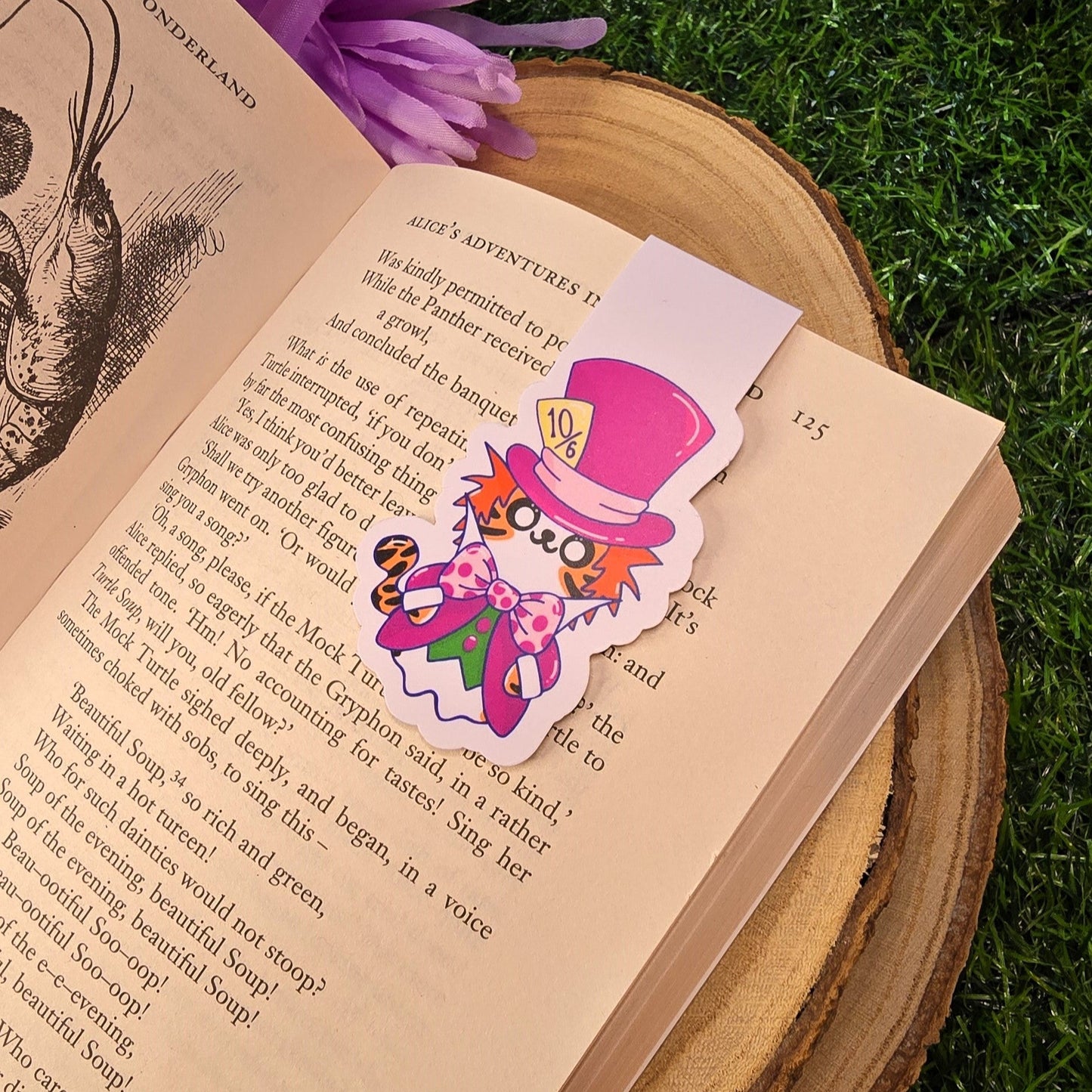 Cute Cat Mad Hatter Magnetic Bookmark