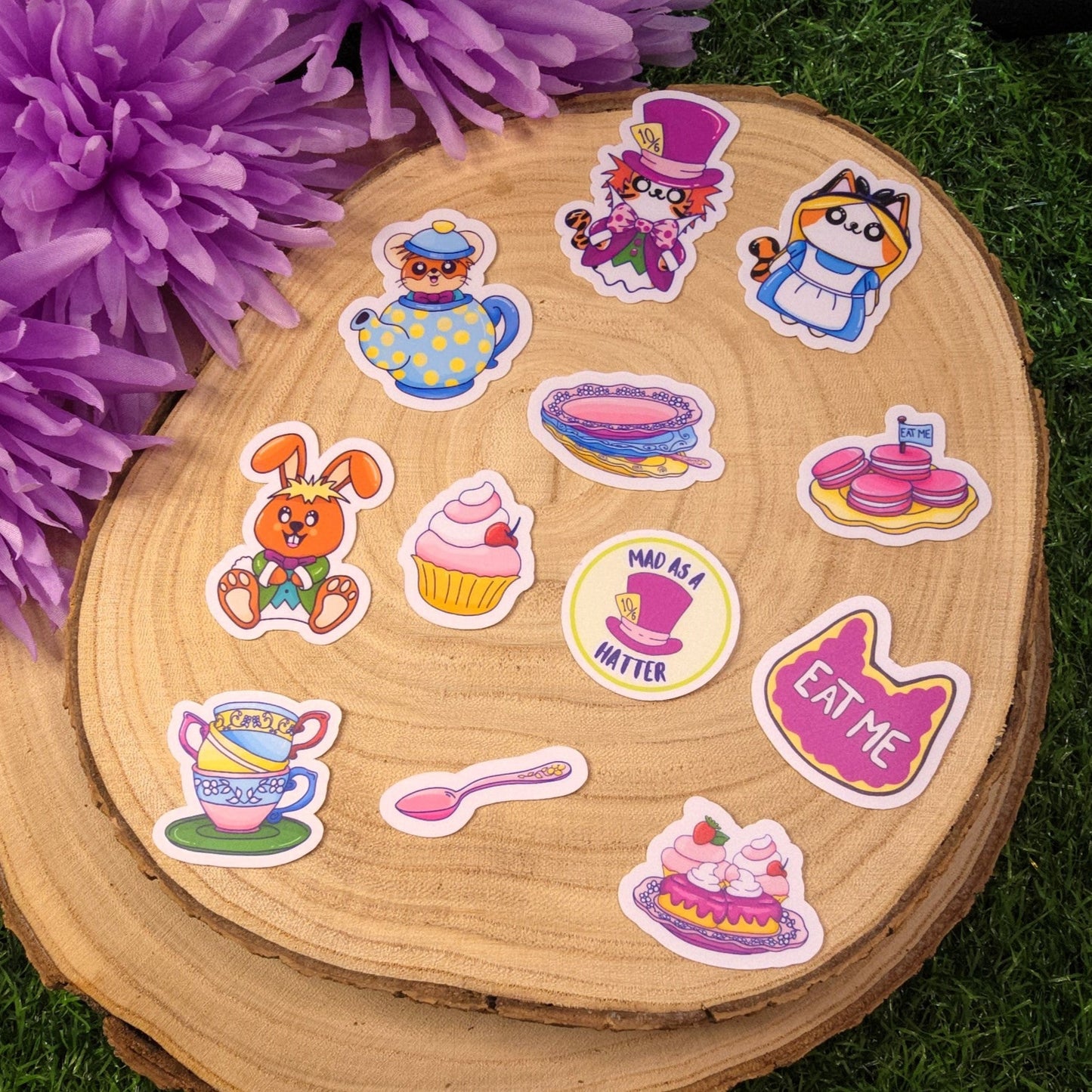 The Mad Hatters Tea Party Inspired Cat Sticker Pack