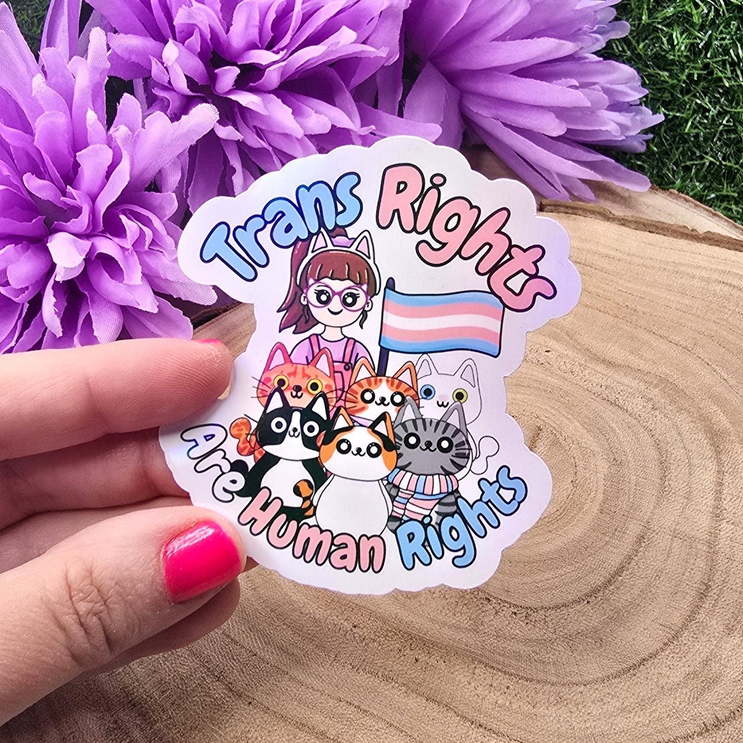Trans Rights Are Human Rights Large Holographic Sticker