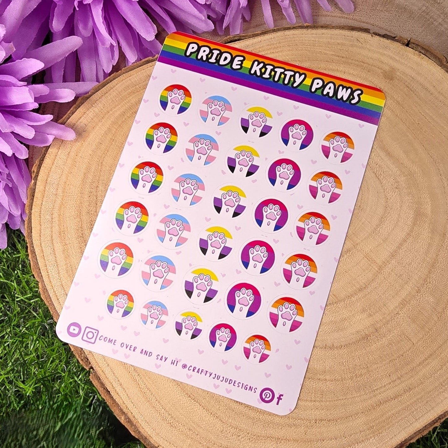 Pride Paw Print Cat Planner Stickers