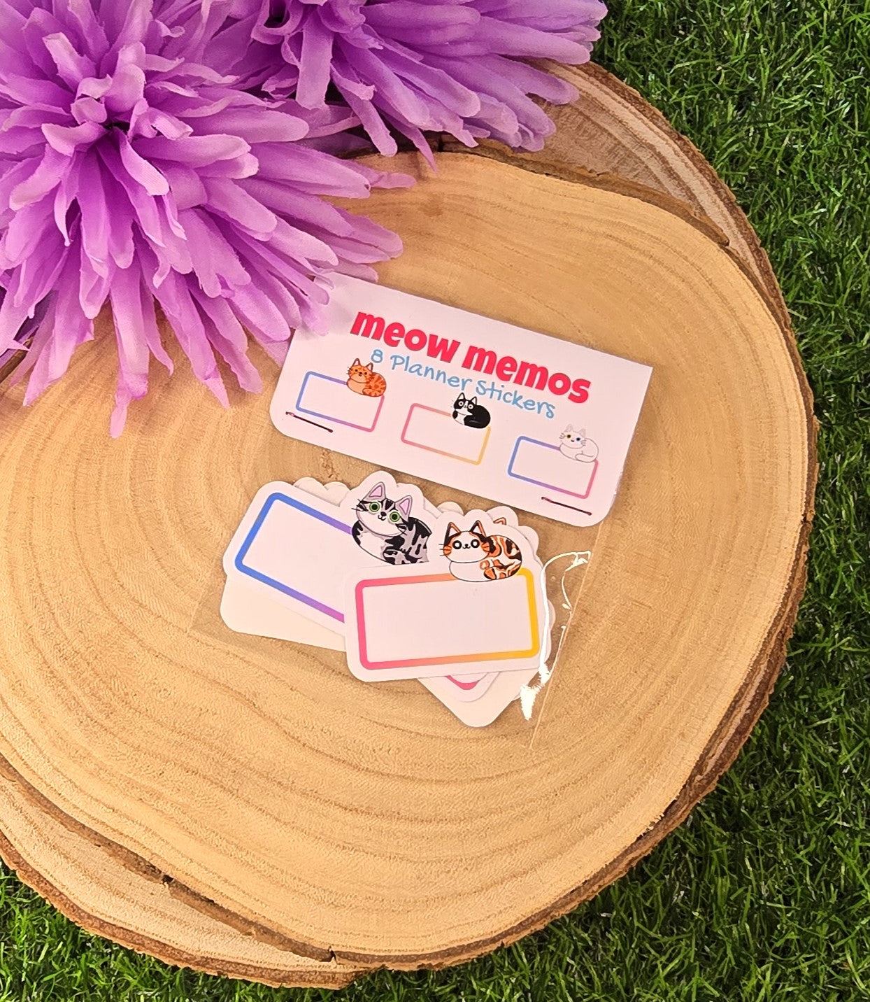 Meow Memos – Cat Loaf Sticky Note Box Stickers | 8 Die-Cut Planner Stickers for Notes & Highlights