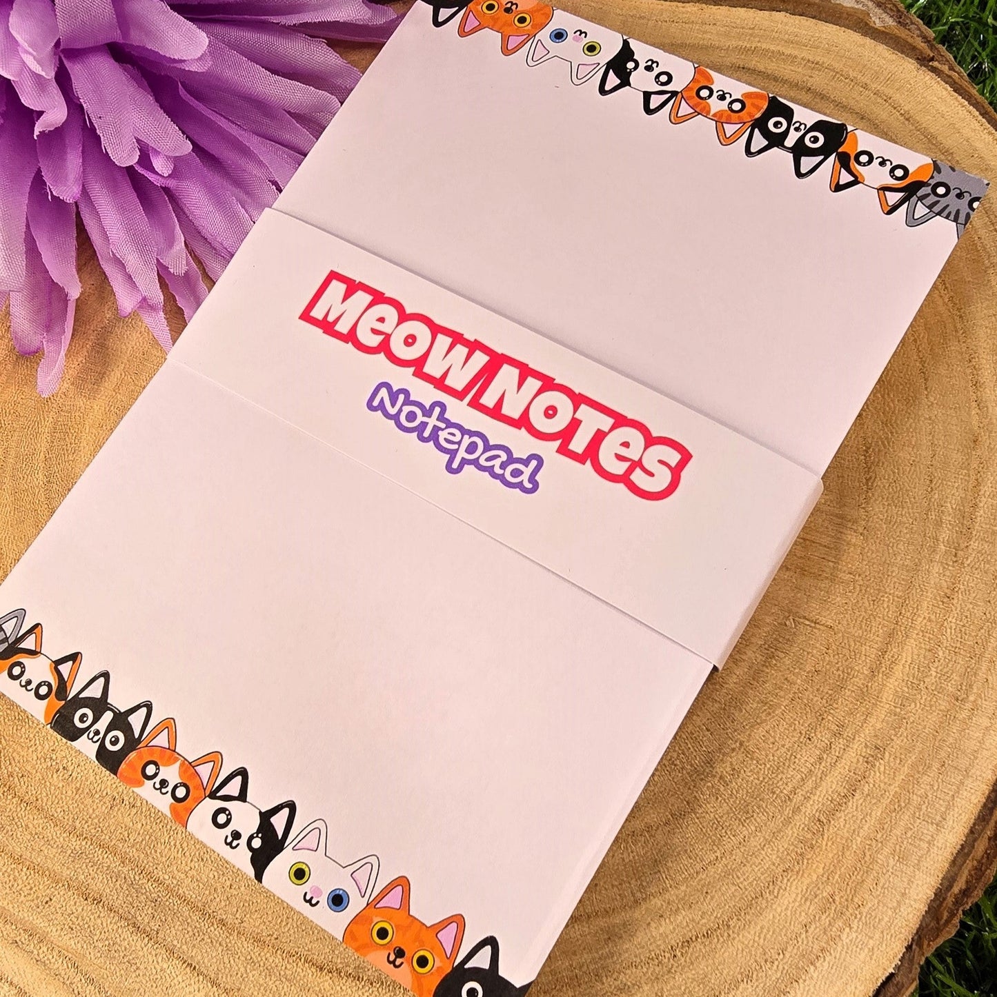 Meow Notes – A6 Cat Face Notepad | Handmade 40-Page Jotter Pad for Lists, Journals & Everyday Scribbles