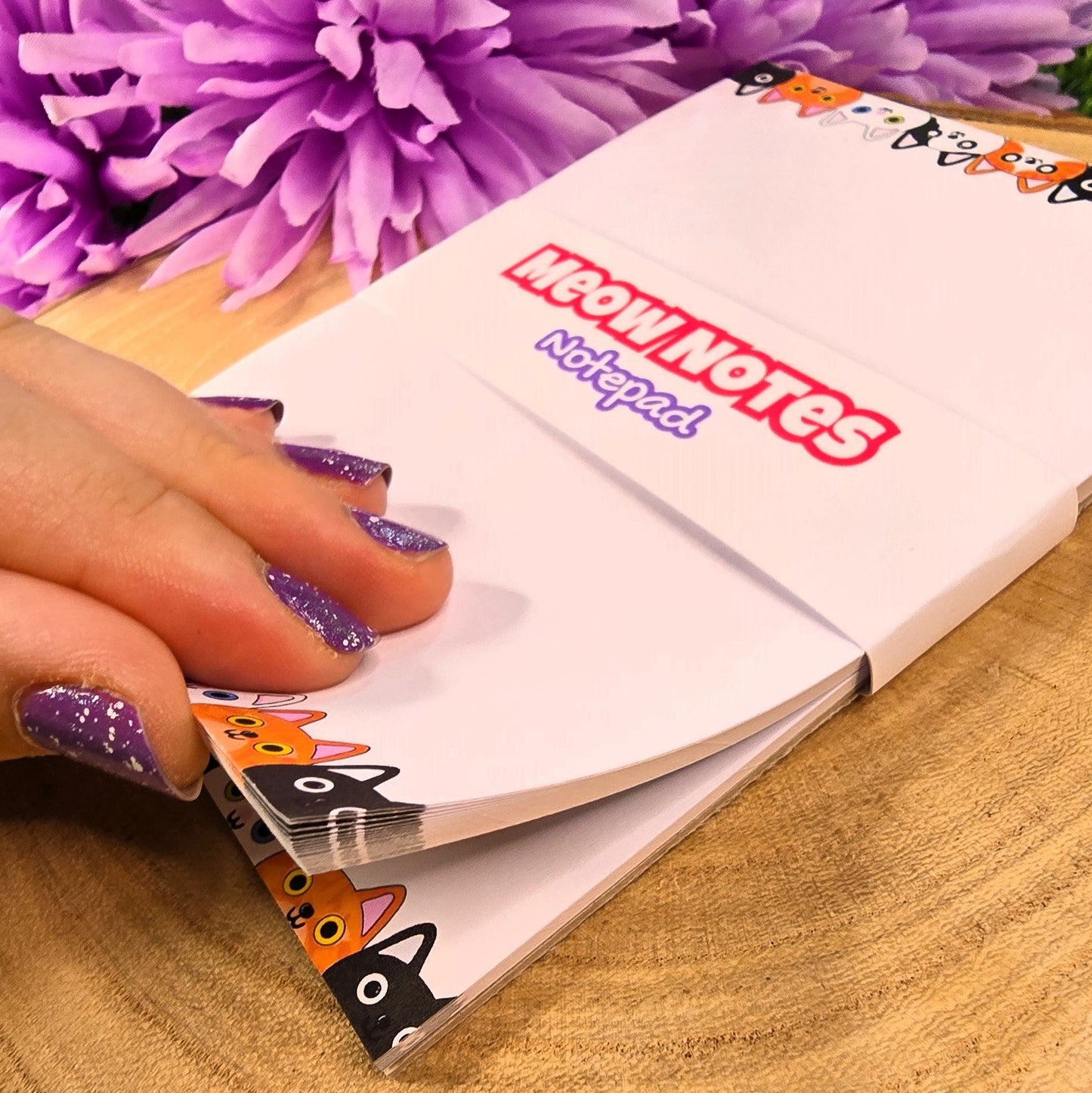 Meow Notes – A6 Cat Face Notepad | Handmade 40-Page Jotter Pad for Lists, Journals & Everyday Scribbles