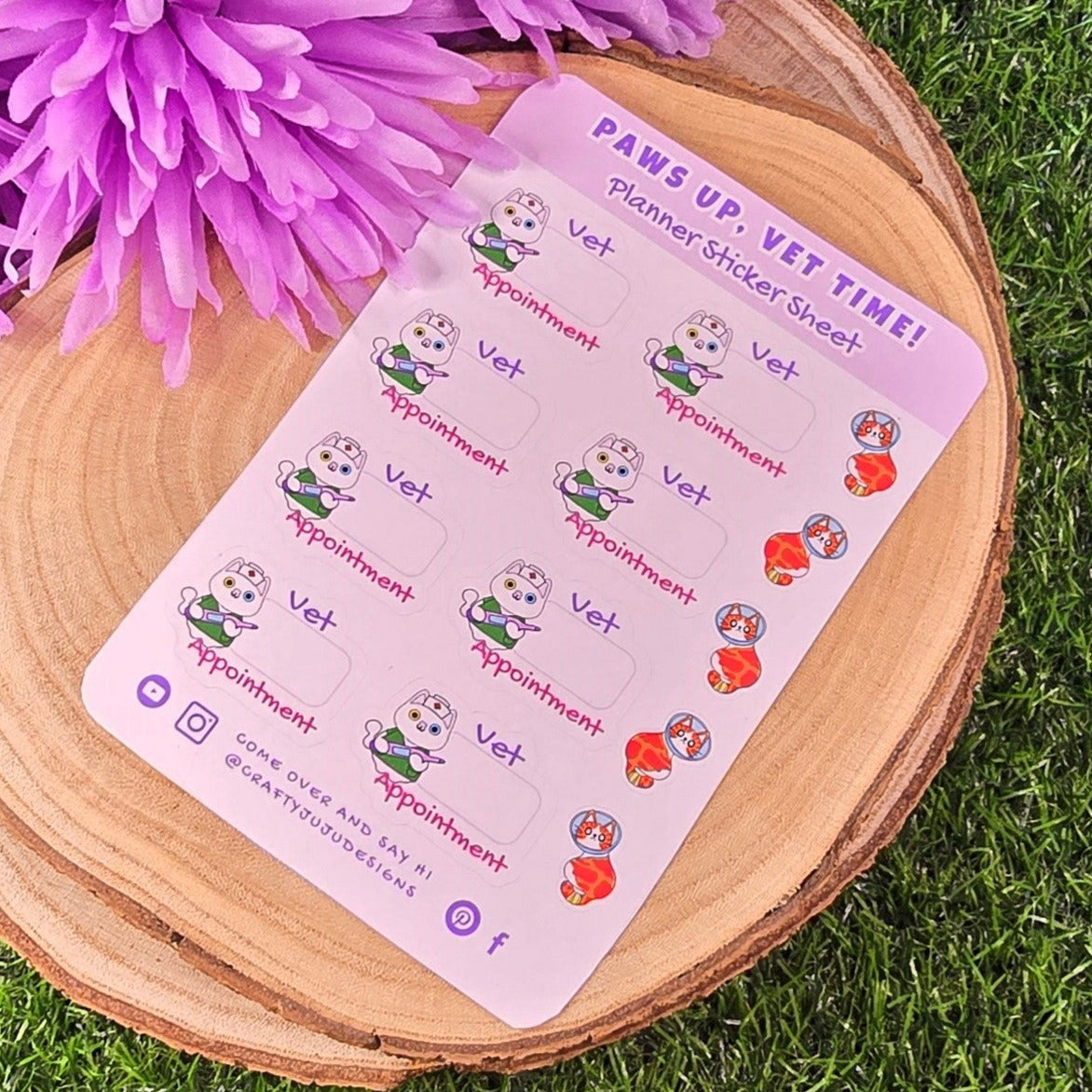 Paws Up, Vet Time – Cat Vet Appointment Planner Stickers | Functional Pet Care Stickers with Write-In Boxes & Cone of Shame Cats