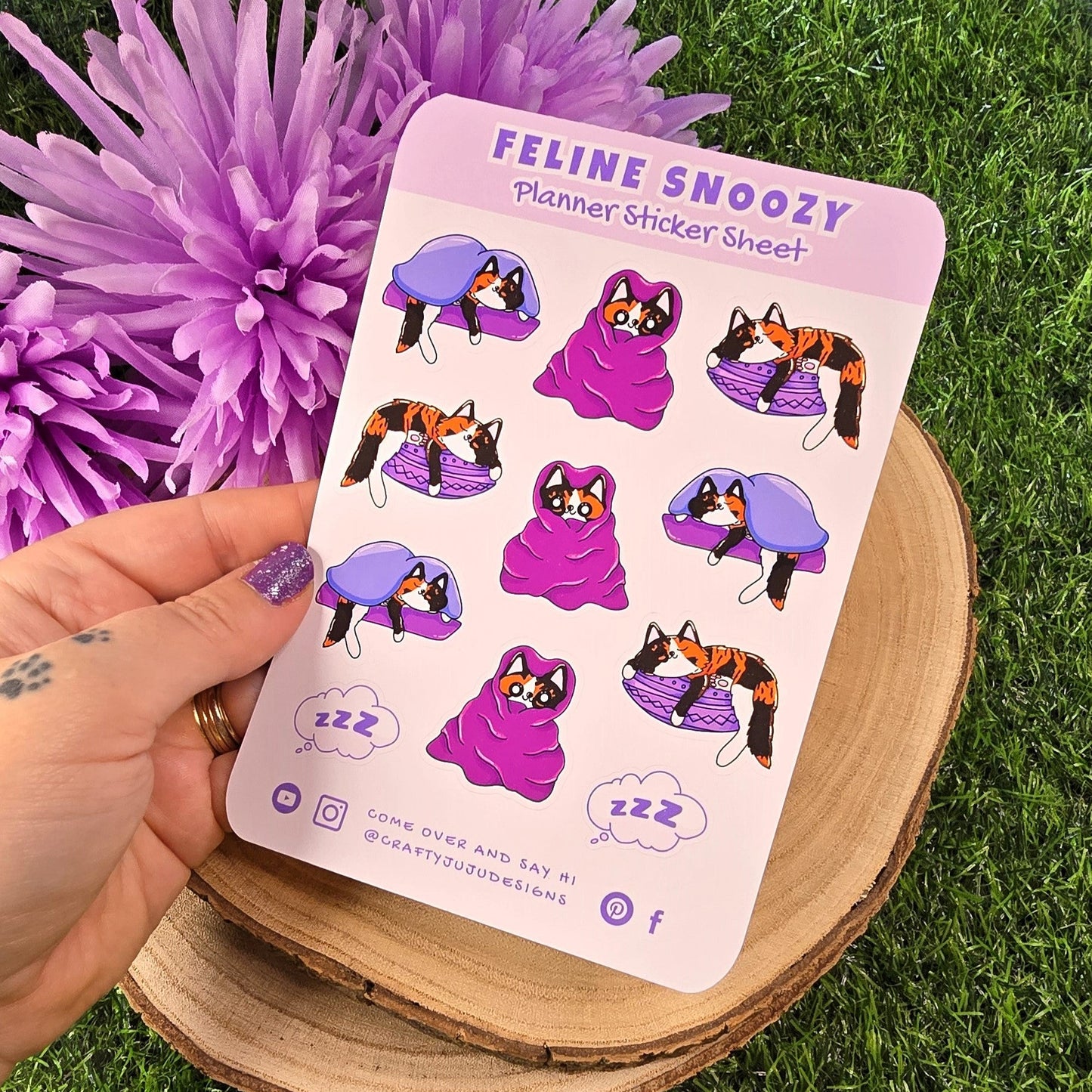 Feline Snoozy – Cat Sleep Planner Stickers | Cosy Napping Cat Stickers for Rest Days, Journals & Self-Care Planners