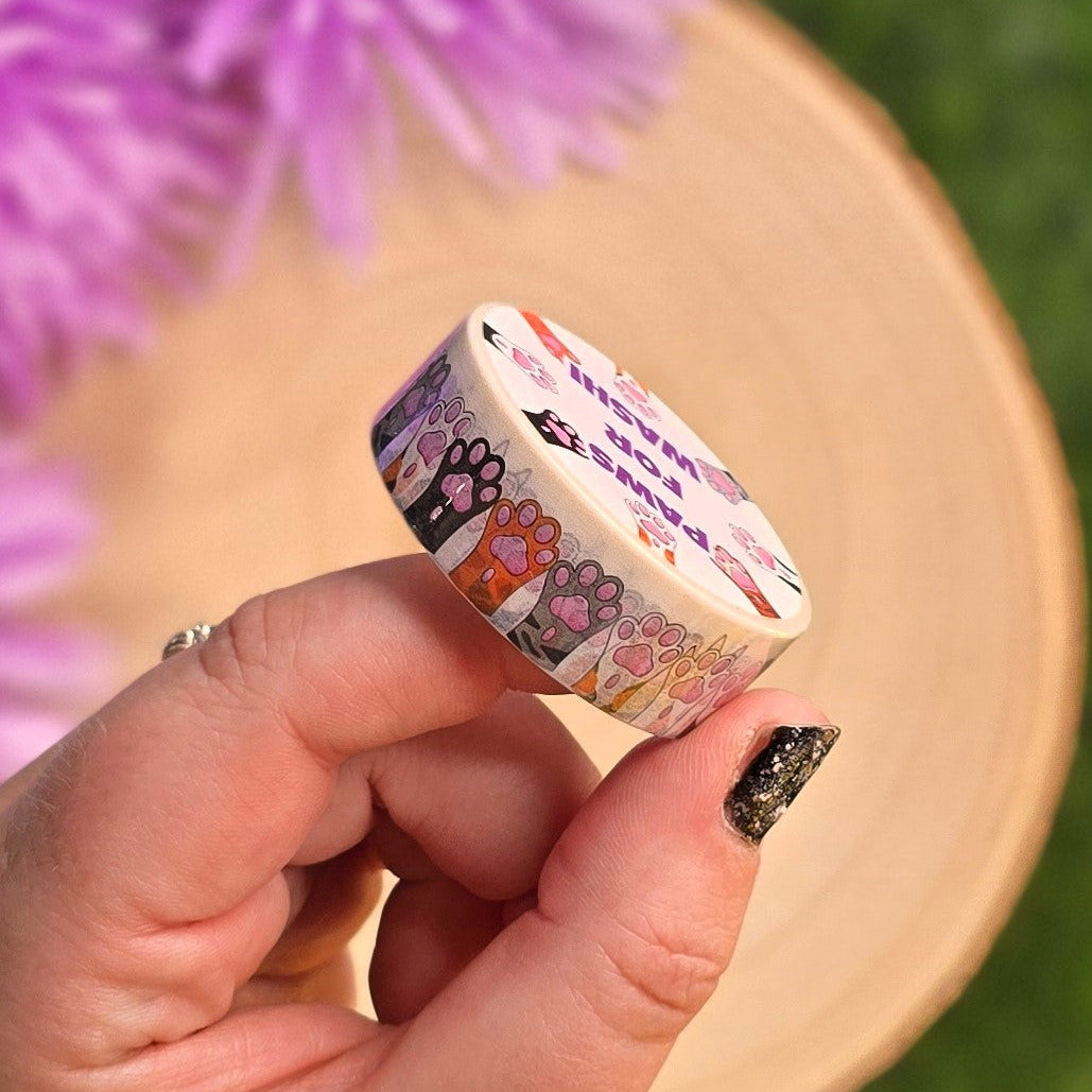 Paws for Washi – Cute Cat Paw Washi Tape | White Cat Claw Design | Decorative Tape for Journals & Crafts