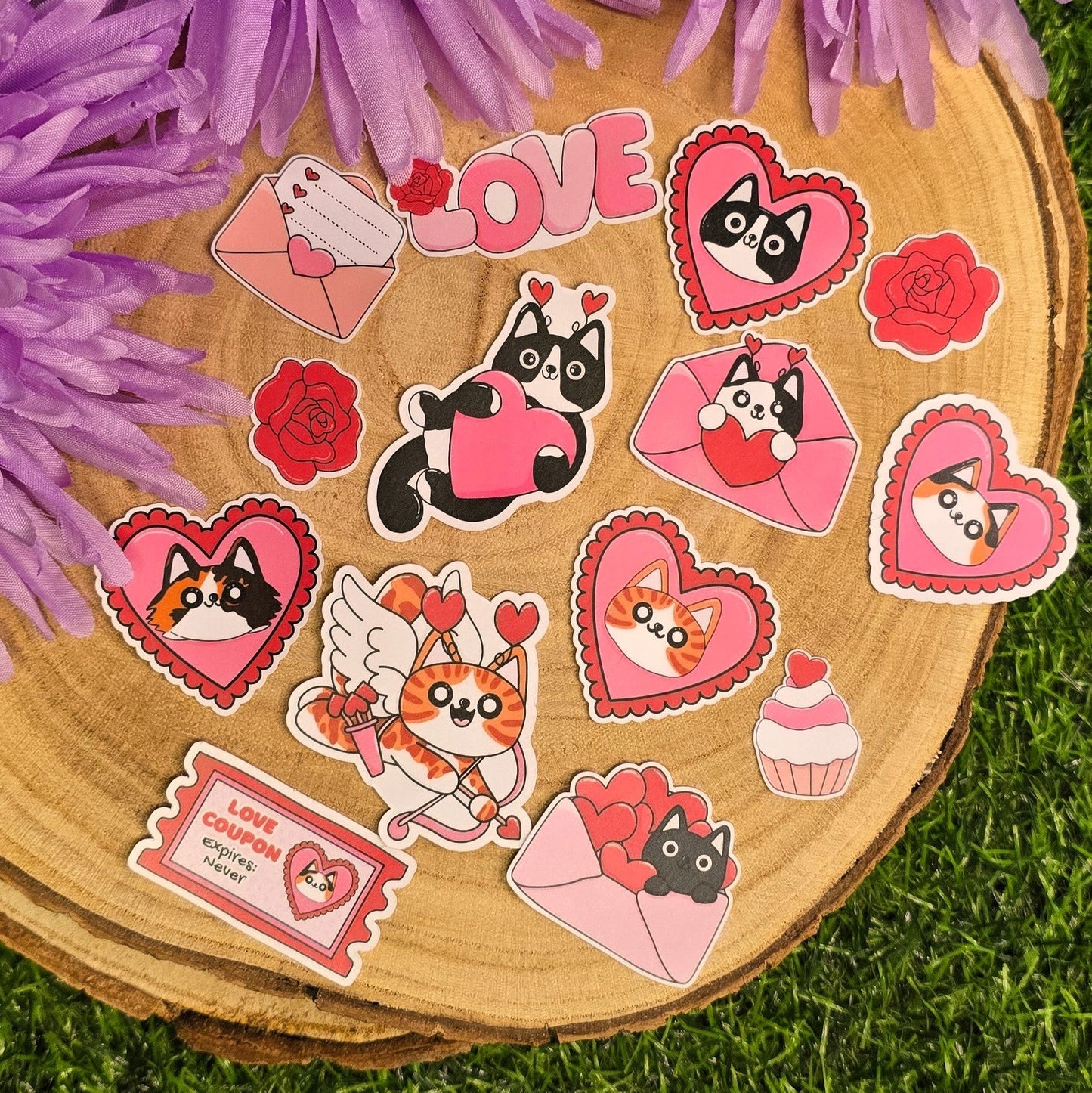 Extra Cute Valentine Cats – Valentine Cat Vinyl Sticker Pack