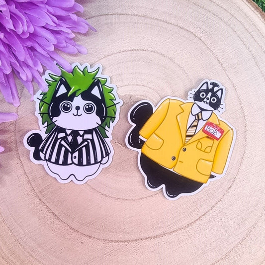 Beetlejuice Cat Inspired Large Die Cut Vinyl Sticker