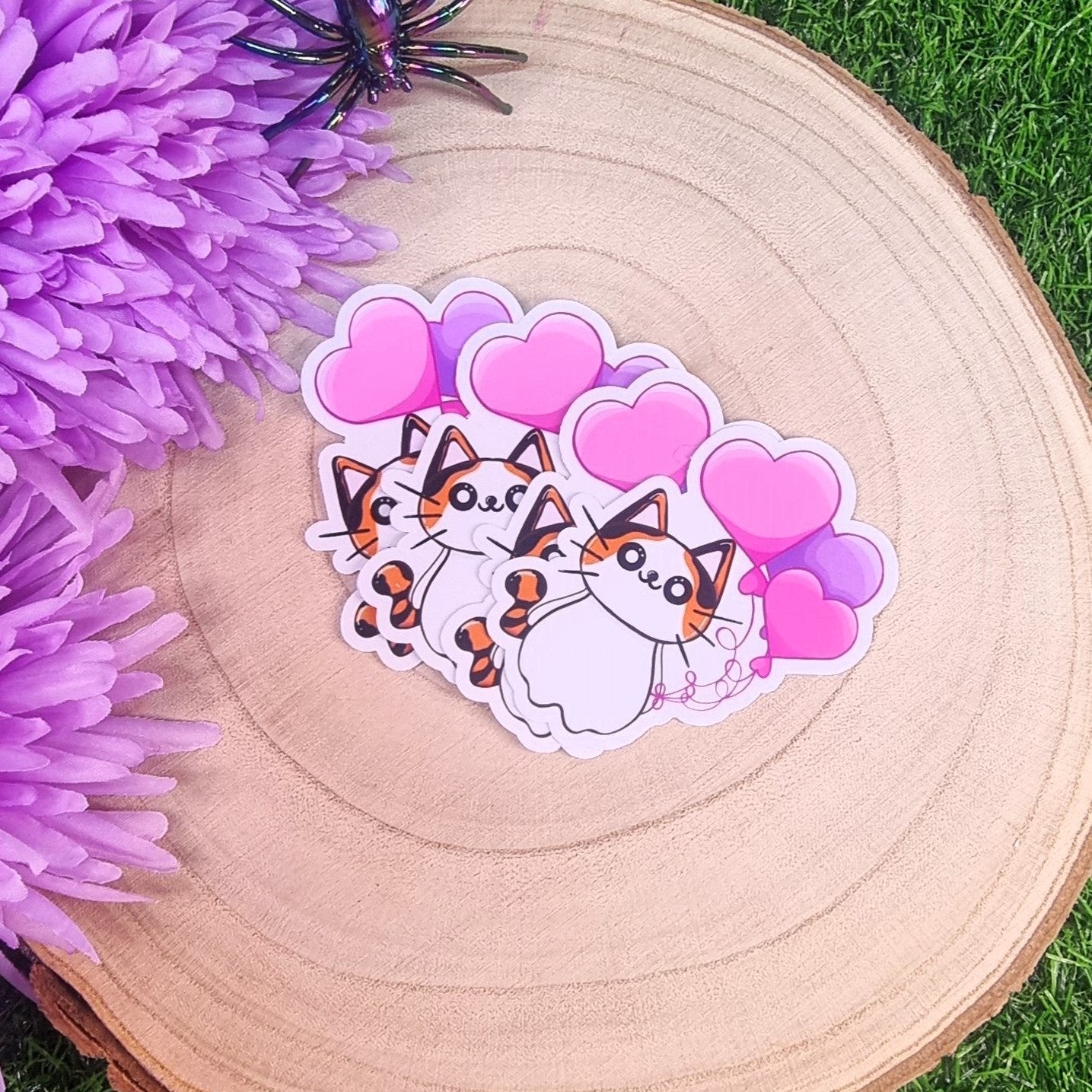 Cute Kira The Tortoiseshell Cat Going On A Balloon Ride Extra Large Die Cut Vinyl Sticker