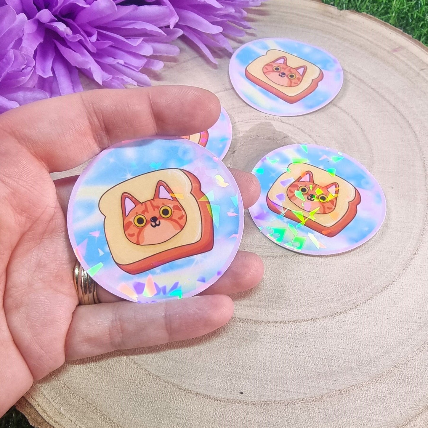 Ginger Cat Loaf Holographic Sticker