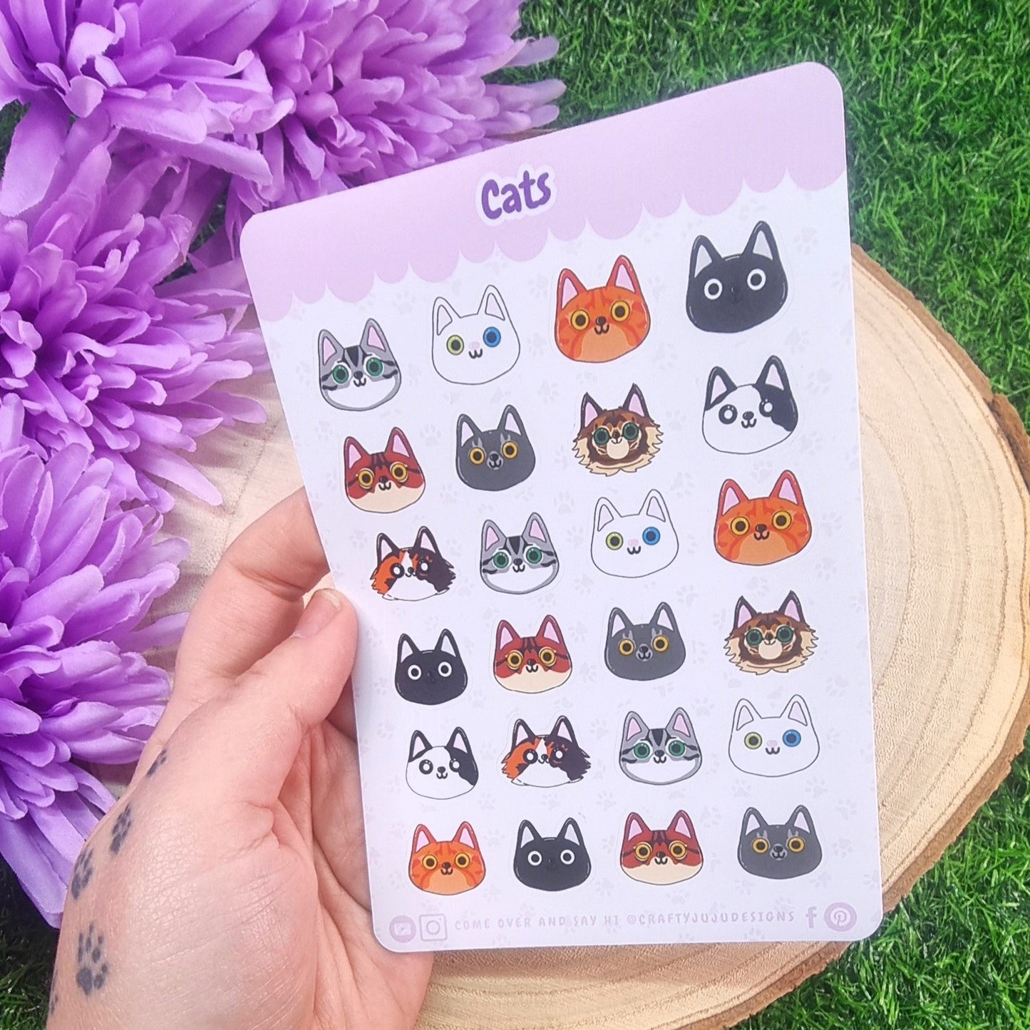 Cute Cat Faces Planner Sticker Sheets