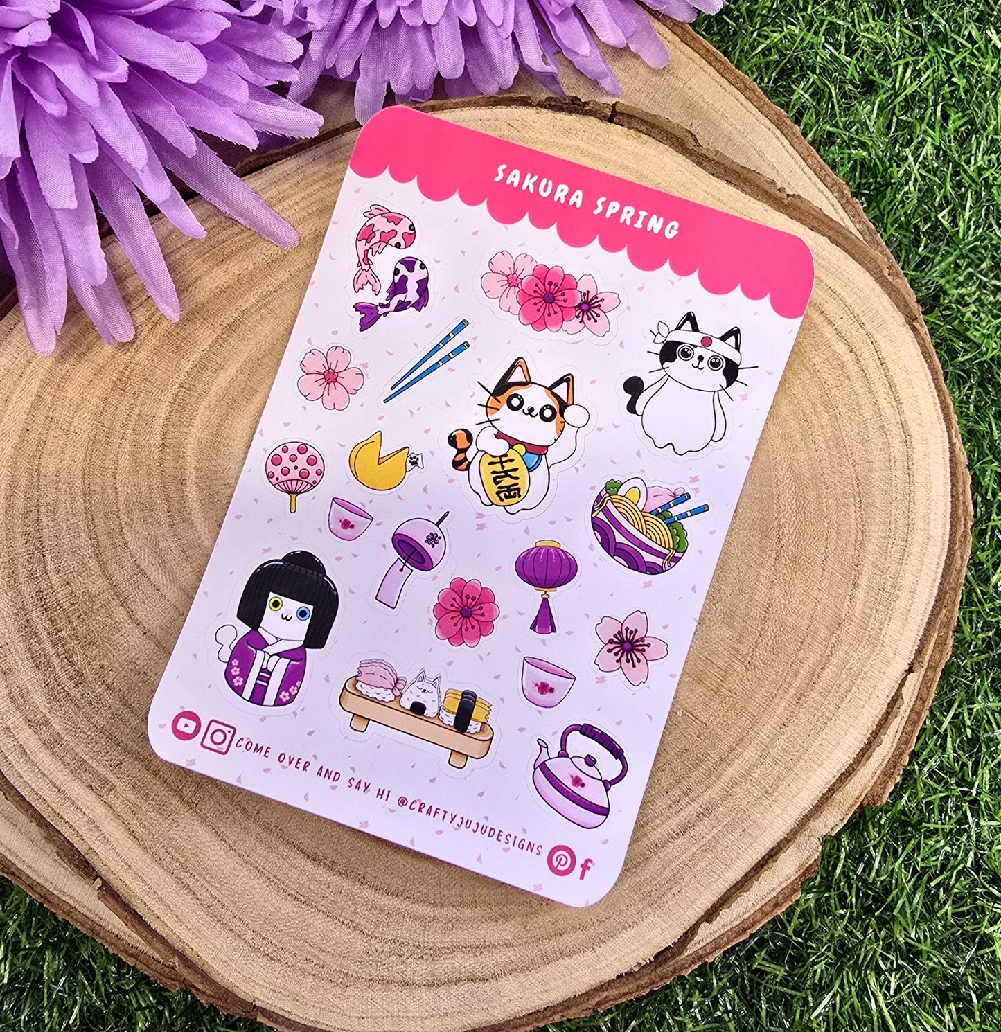 Sakura Spring Planner Cat Sticker Sheet – Cute & Kawaii Cherry Blossom Stickers